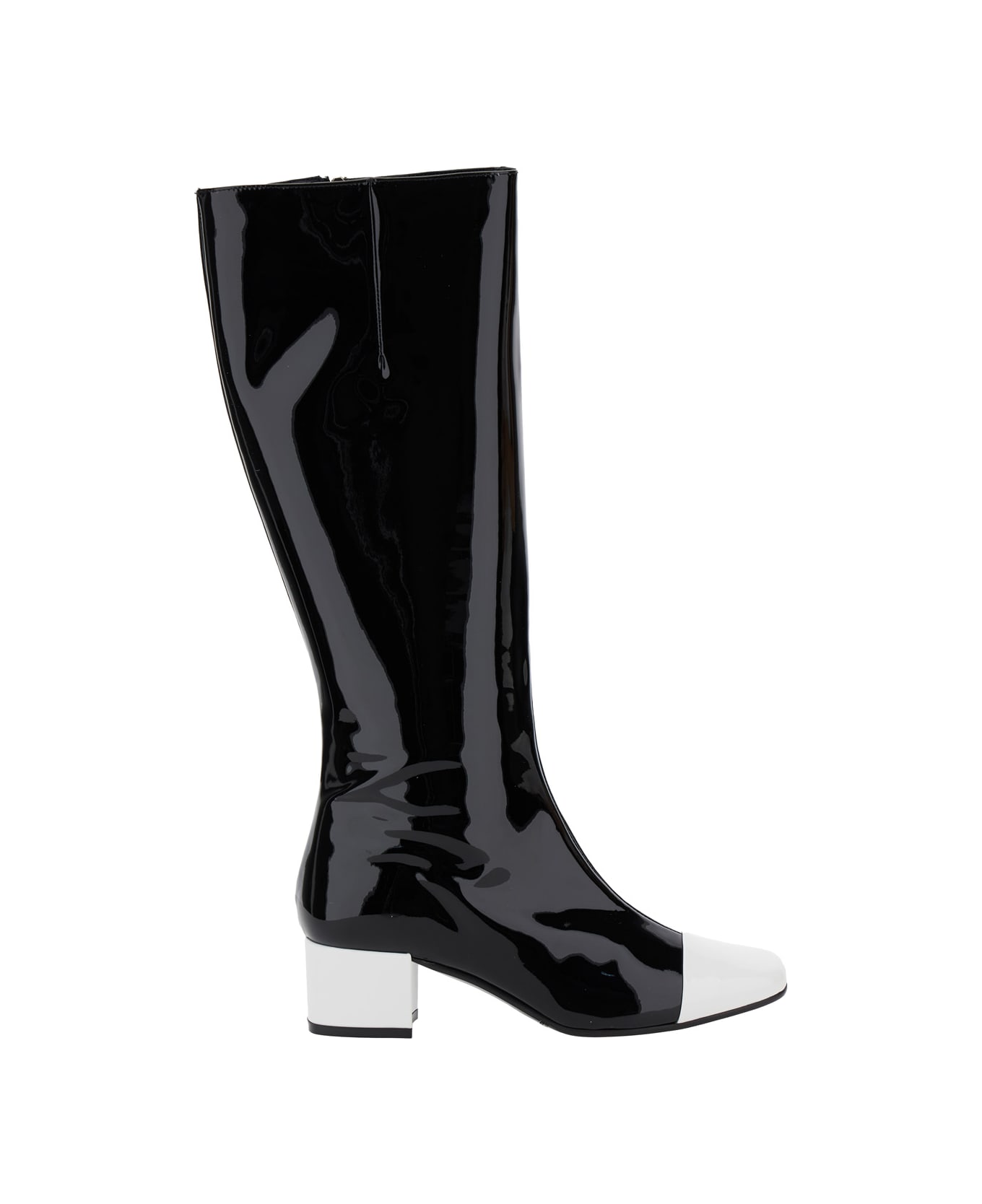 Carel 'malaga' Black Boots With Contrasting Toe In Patent Leather Woman - Black