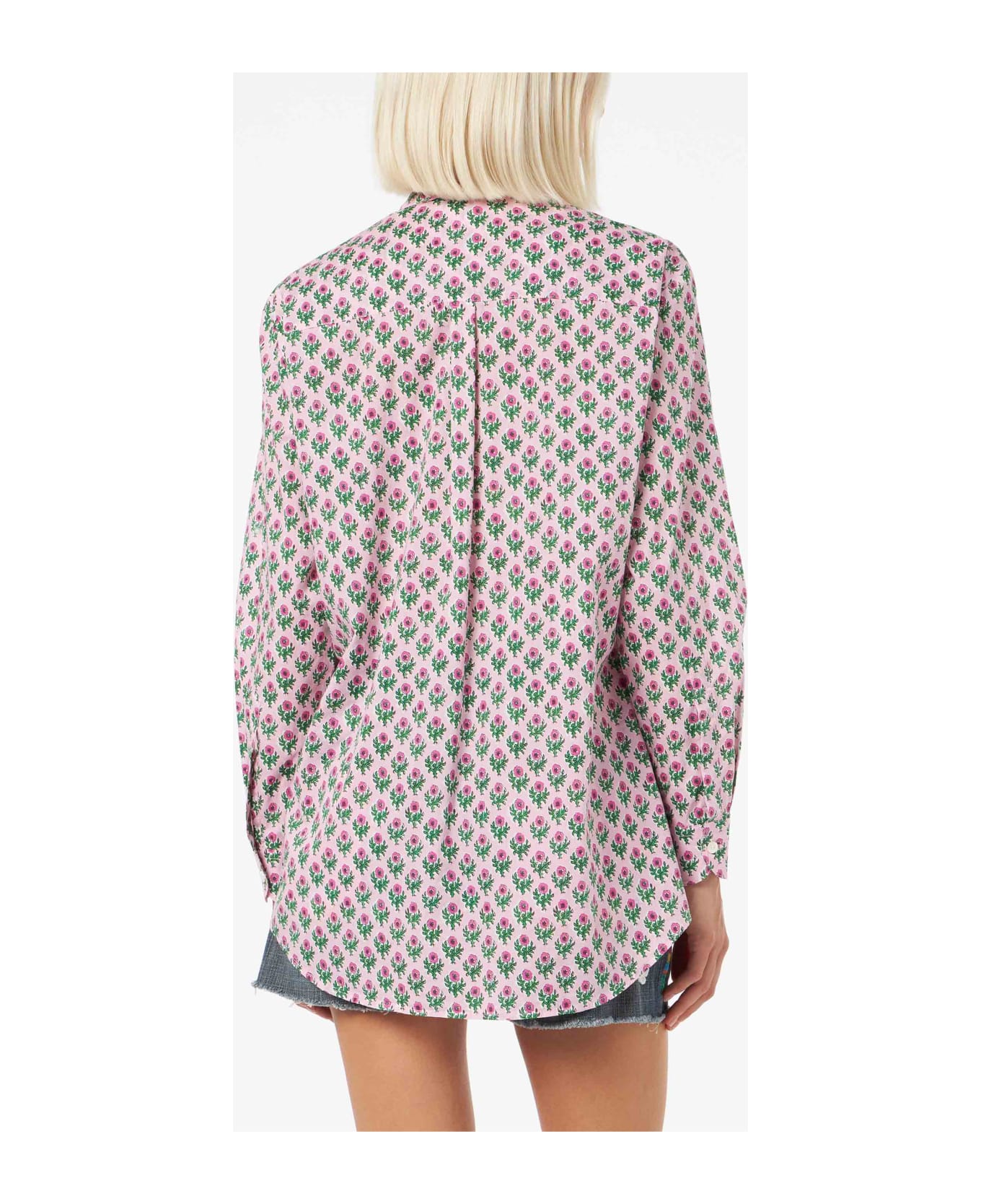 MC2 Saint Barth Woman Cotton Shirt Brigitte With Flower Print - PINK