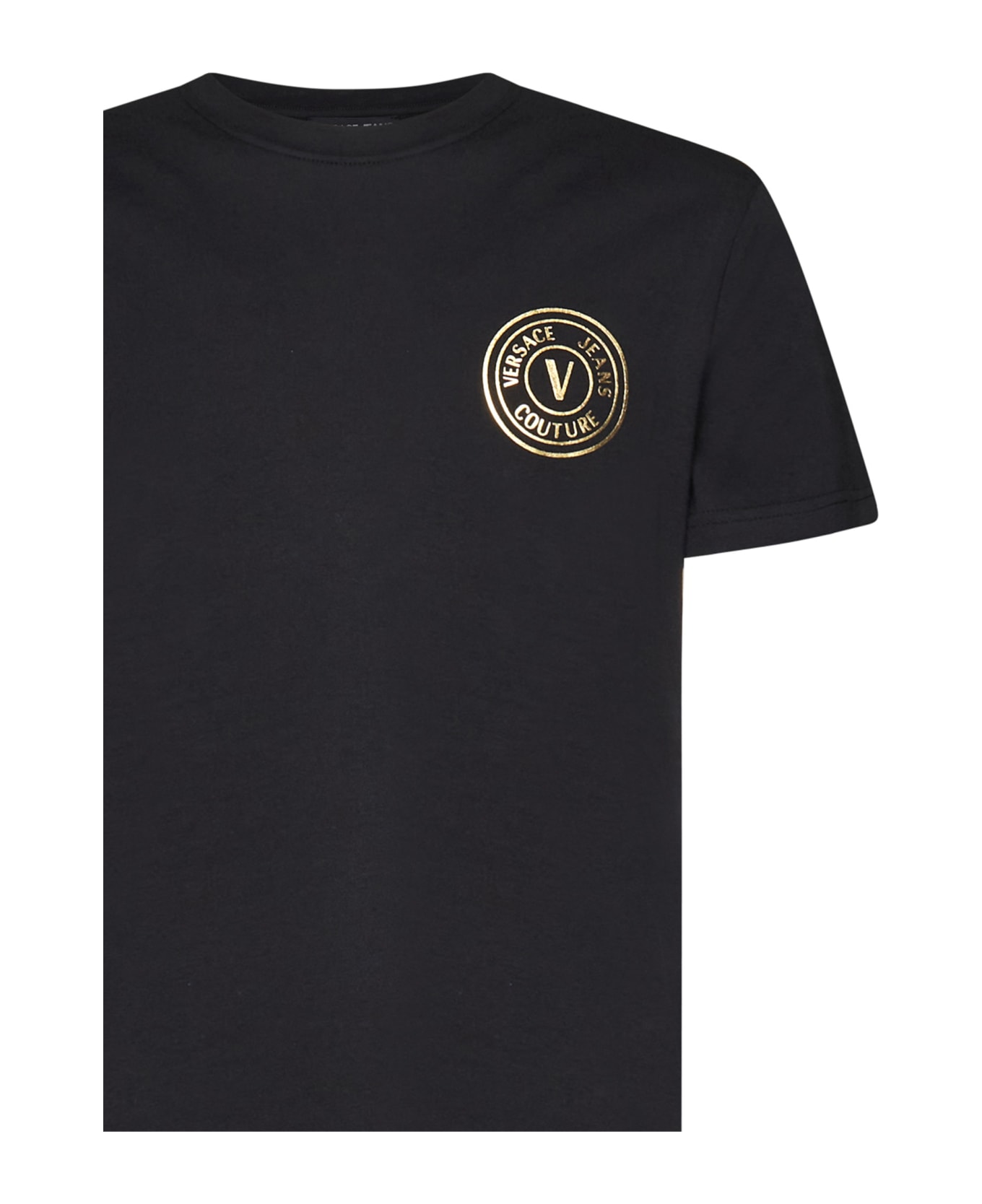 Versace Jeans Couture V Emblem Small Tick Foil T-shirt - Black シャツ