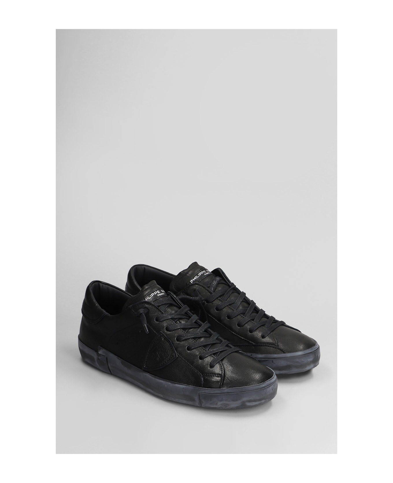 Philippe Model Prsx Low Sneakers In Black Leather - black