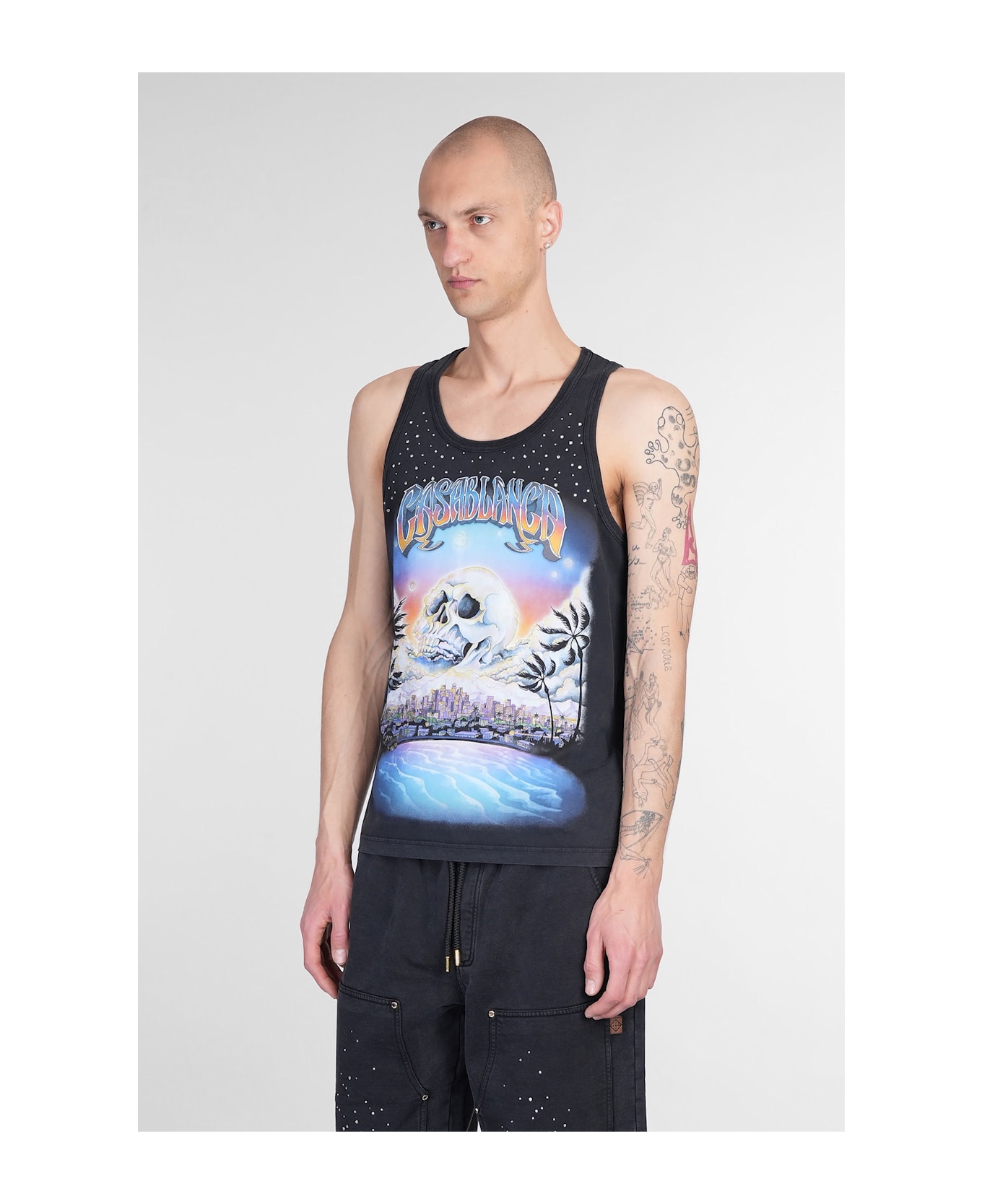 Casablanca Tank Top In Black Cotton - black