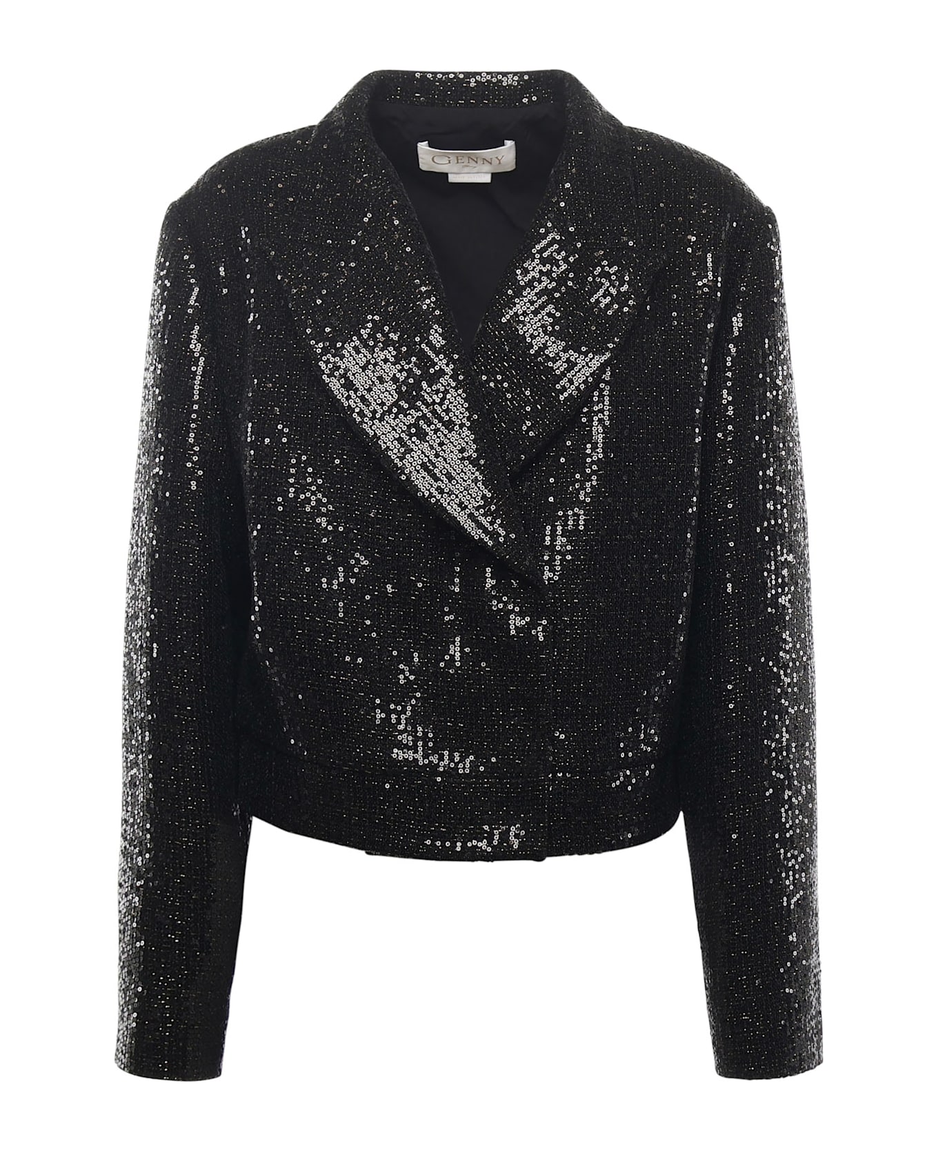 Genny Cropped Jacket With Sequins - Black
