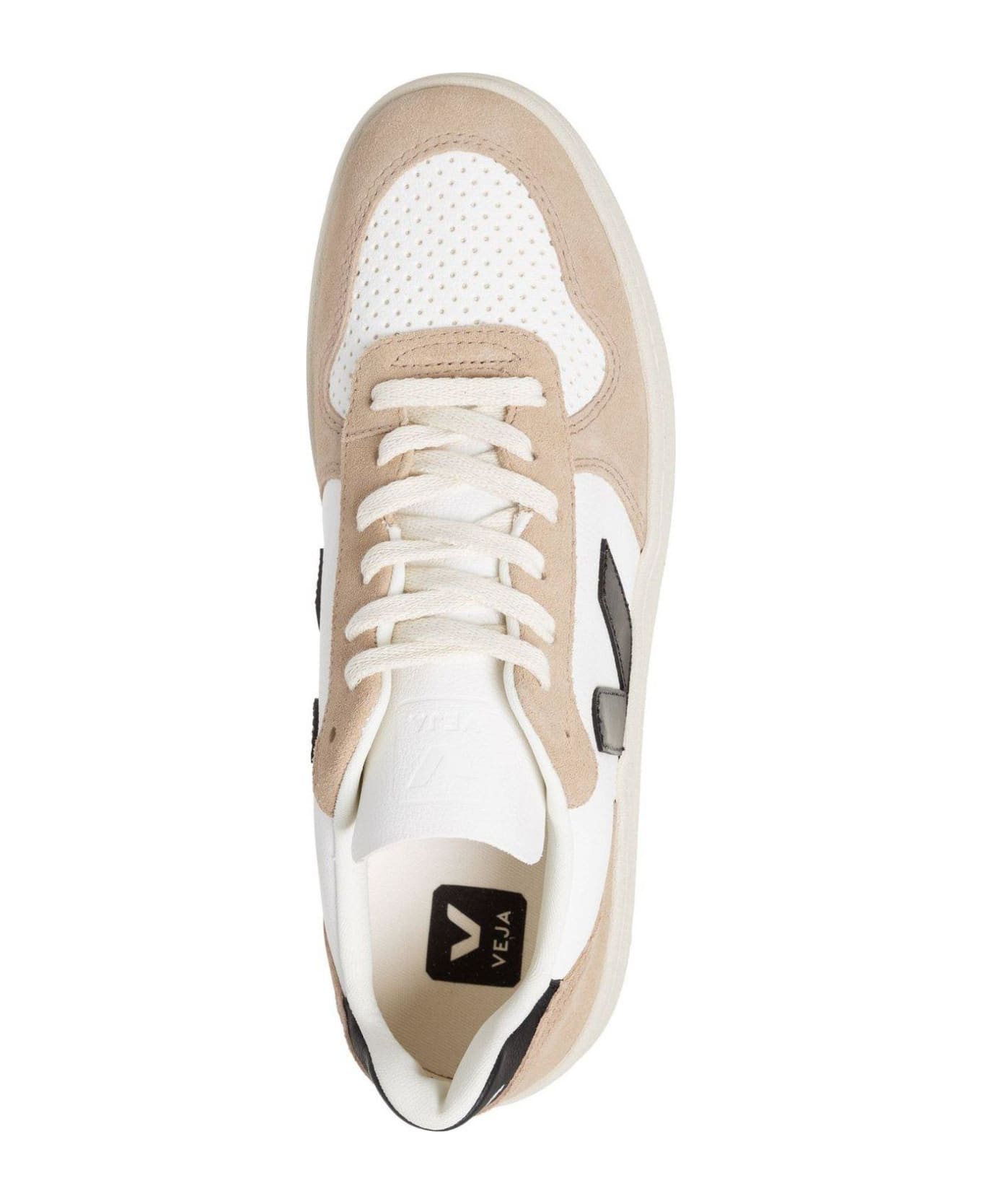 Veja V-10 Panelled Low-top Sneakers - Extra White Black Sahara