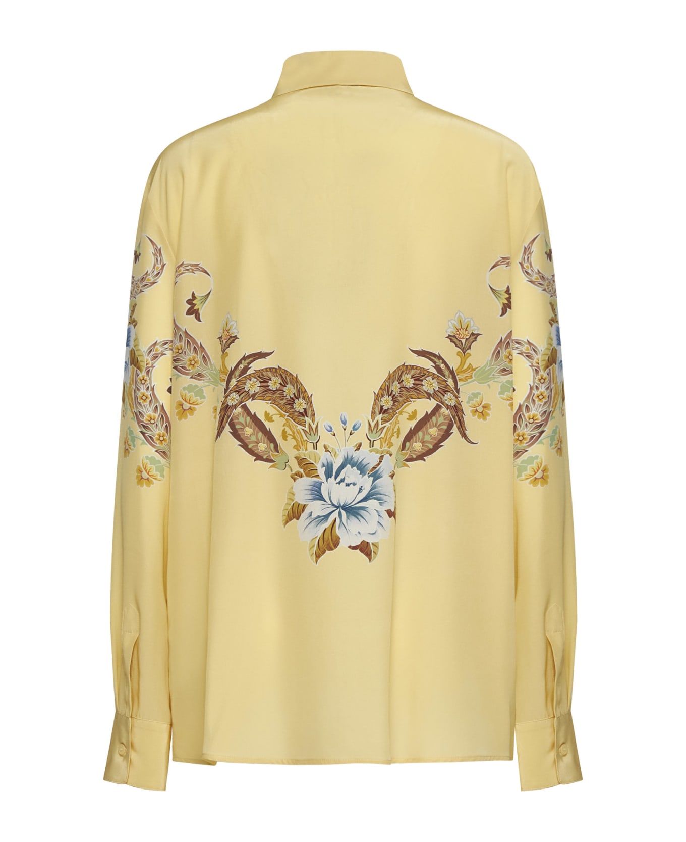 Etro Yellow Crepe De Chine Shirt With Print - Yellow