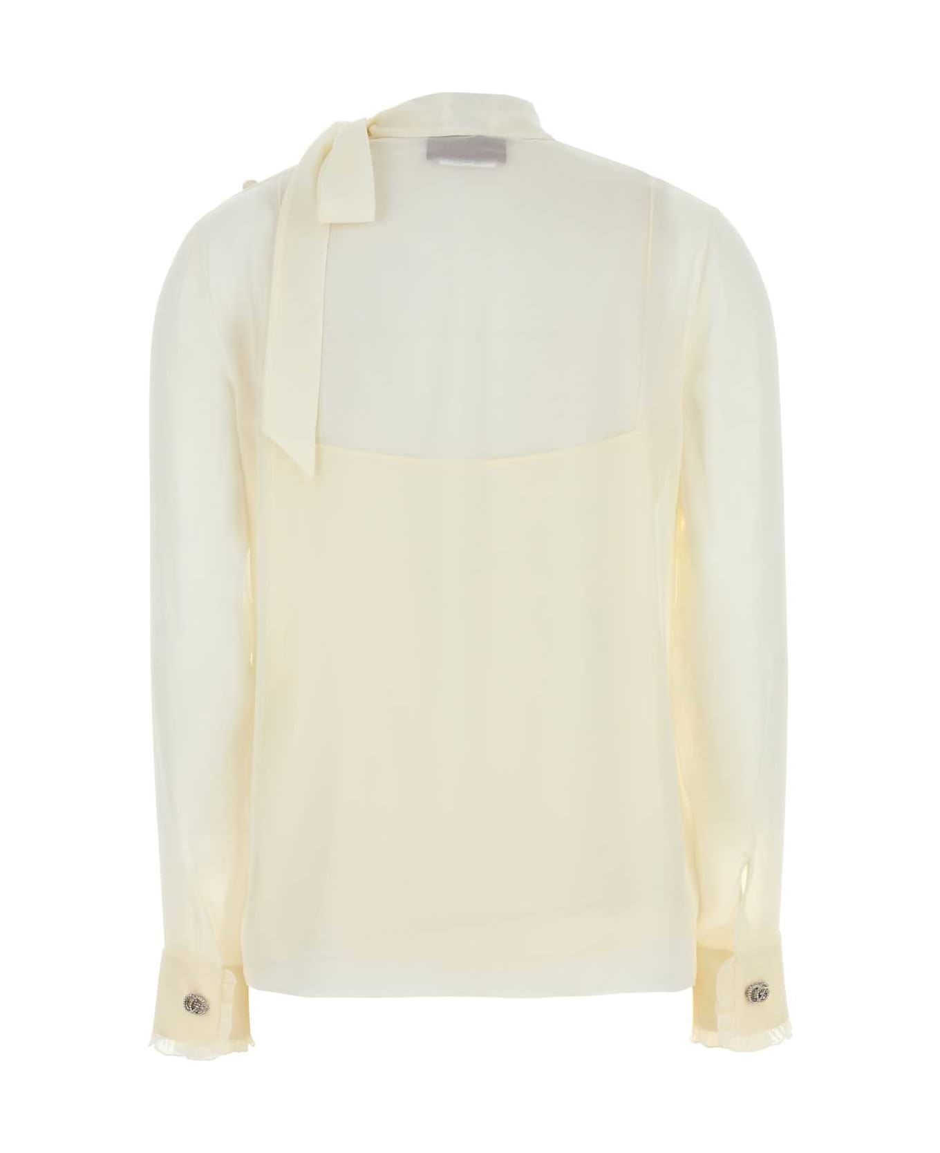 Gucci Ivory Crepe Blouse - GARDENIA