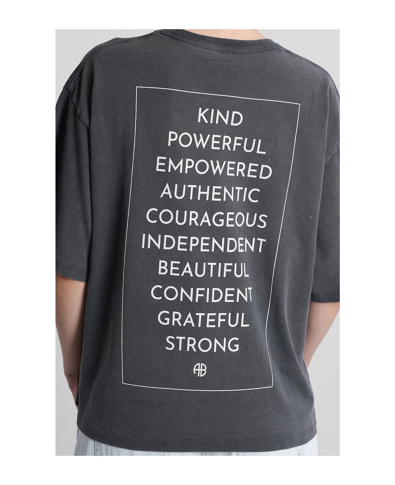 Anine Bing Rudy T-shirt In Black Cotton - black