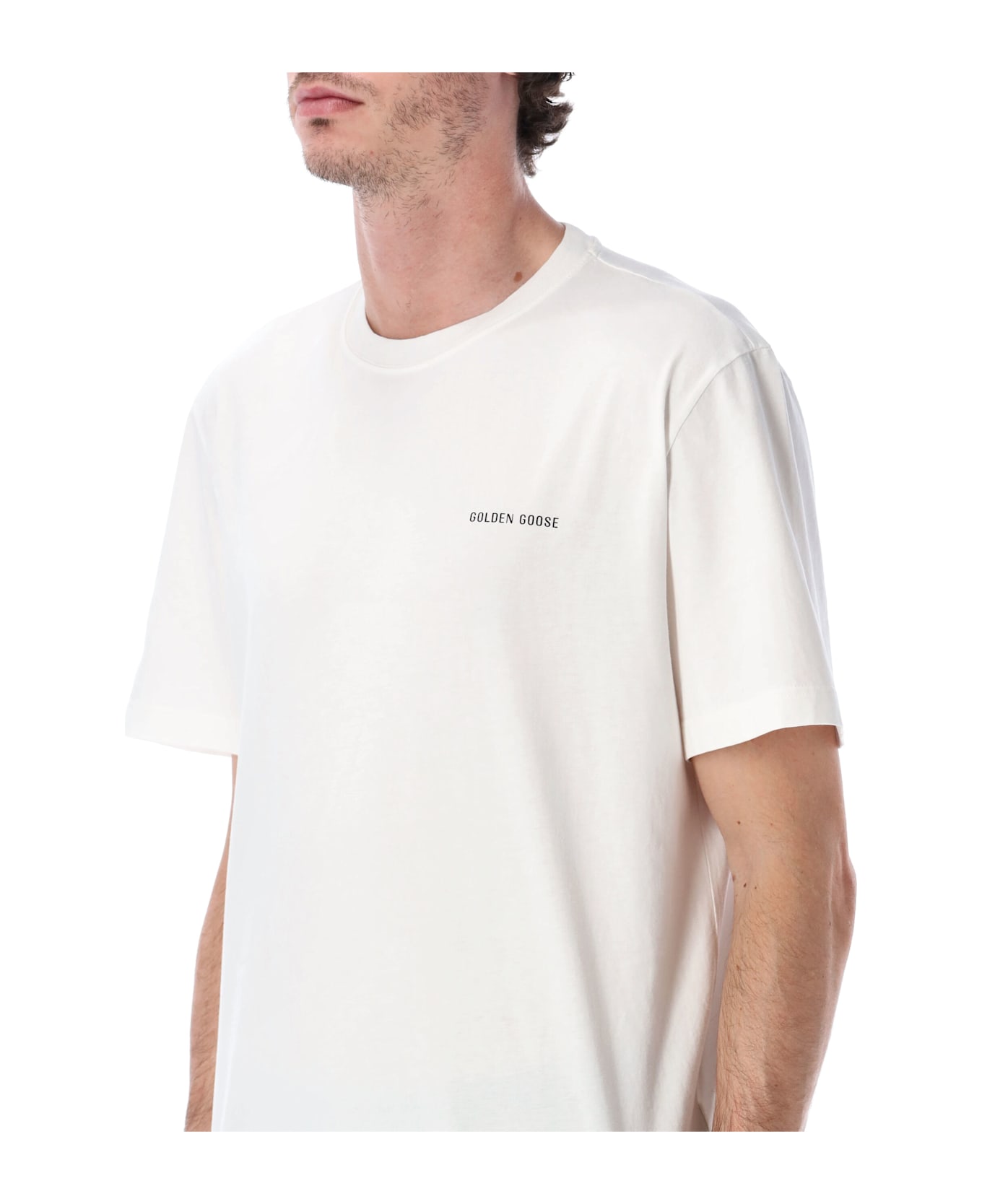 Golden Goose Vintage White Cotton Logo T-shirt - WHITE