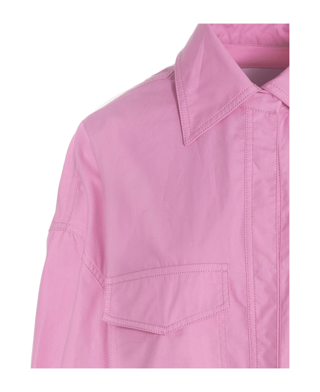 The Attico Logo Embroidery Overshirt - NEON PINK シャツ