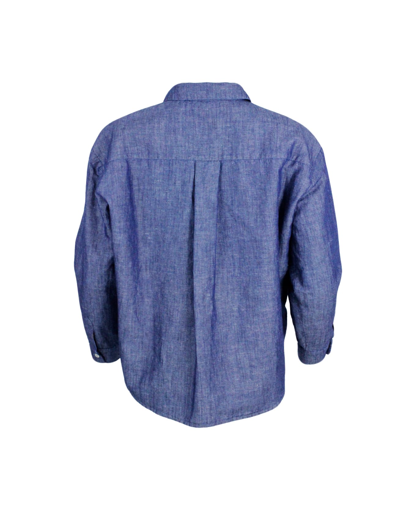 Barba Napoli Lightweight Denim-effect Pull-on Shirt In Linen Cotton With Four Buttons And Chest Pocket - Denim シャツ