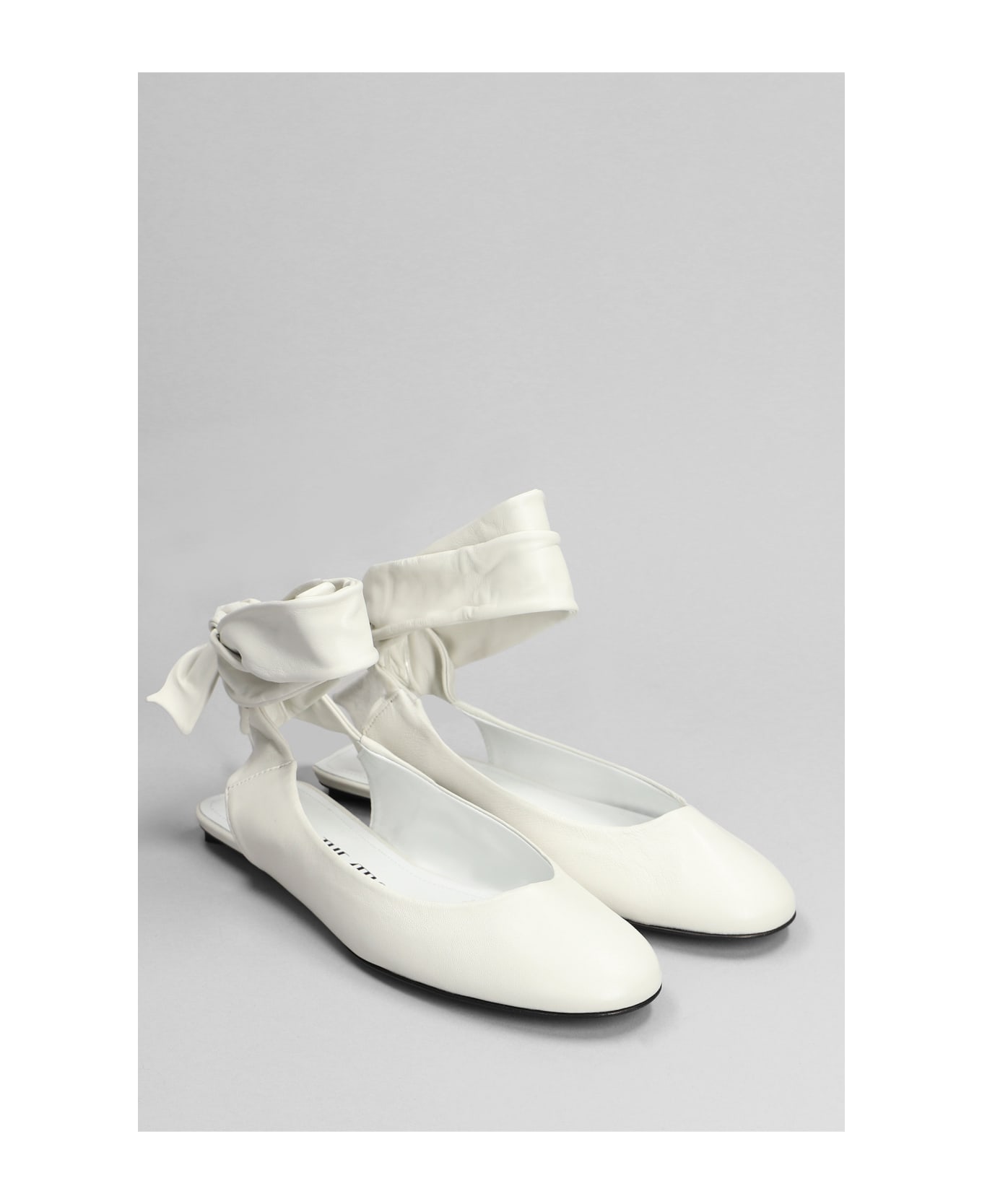 The Attico Cloe Ballet Flats In White Leather - white