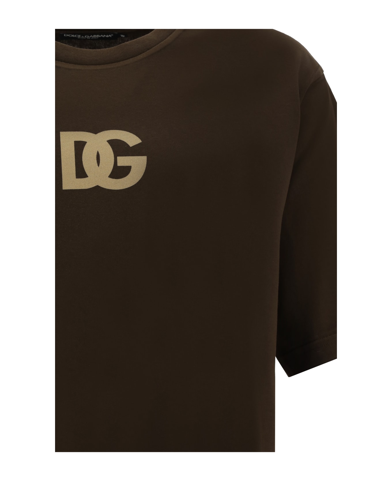 Dolce & Gabbana Brown Cotton T-shirt - Marrone Scuro