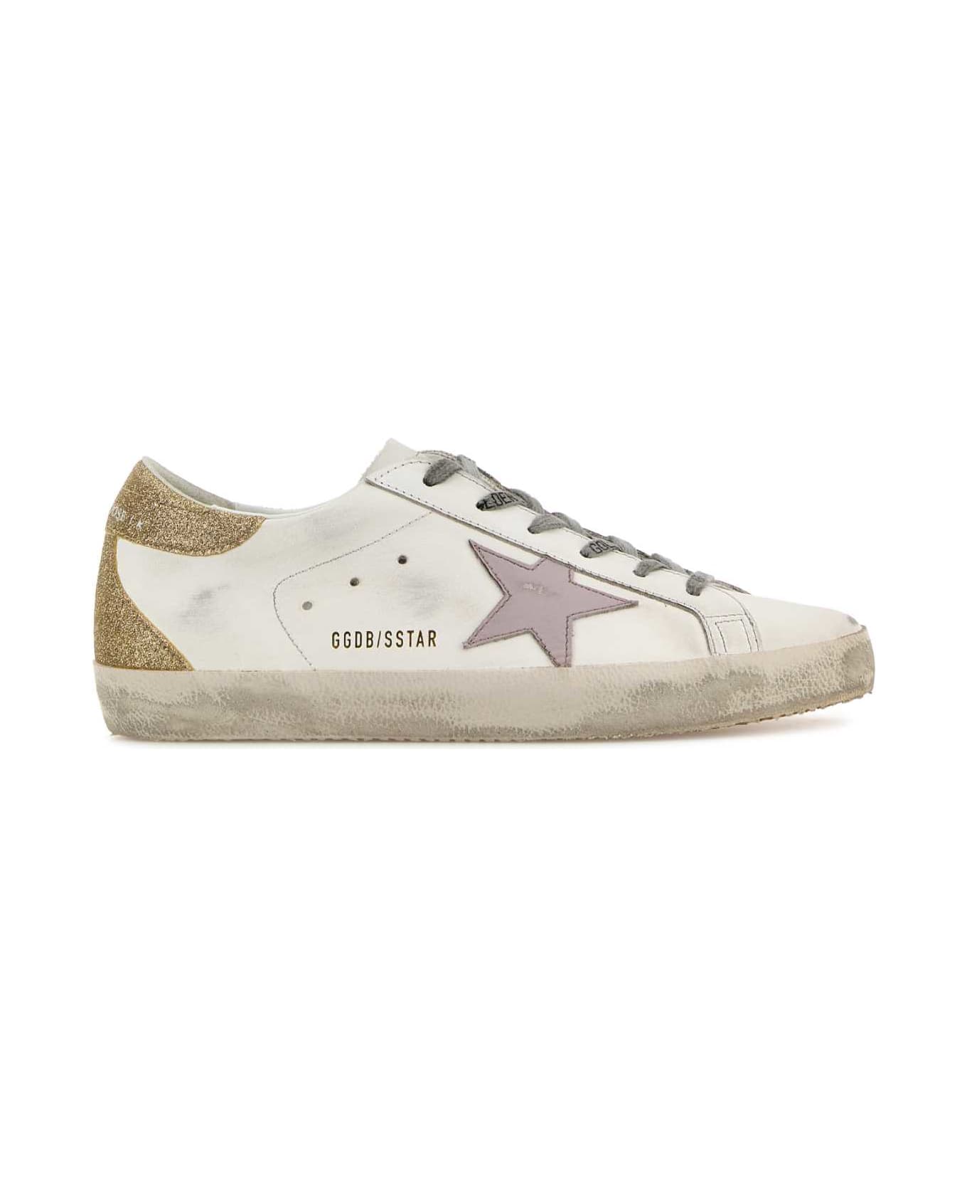 Golden Goose White Leather Super Star Classic Sneakers - WHITELILACPLATINUM