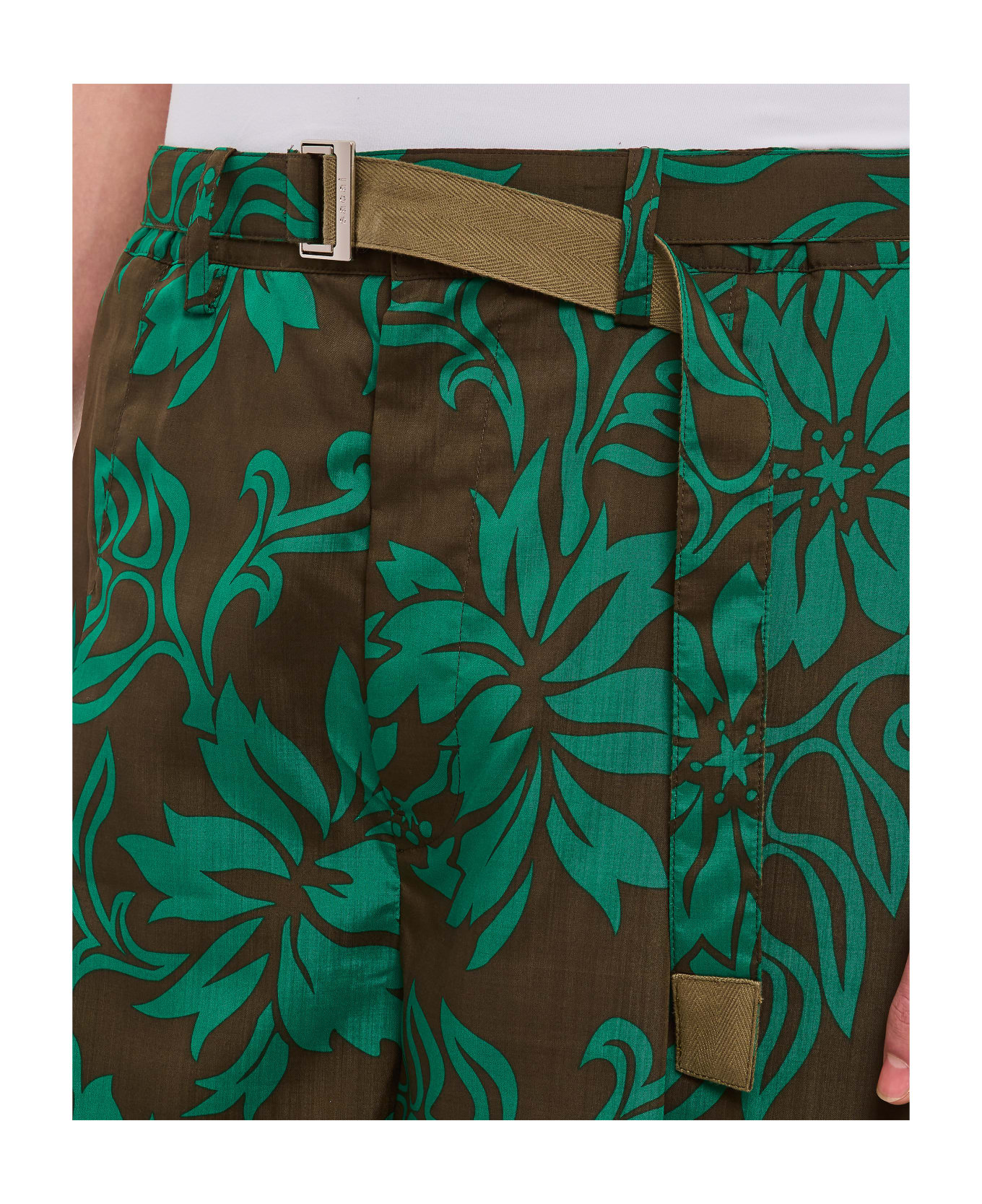 Sacai Floral Print Shorts - Green