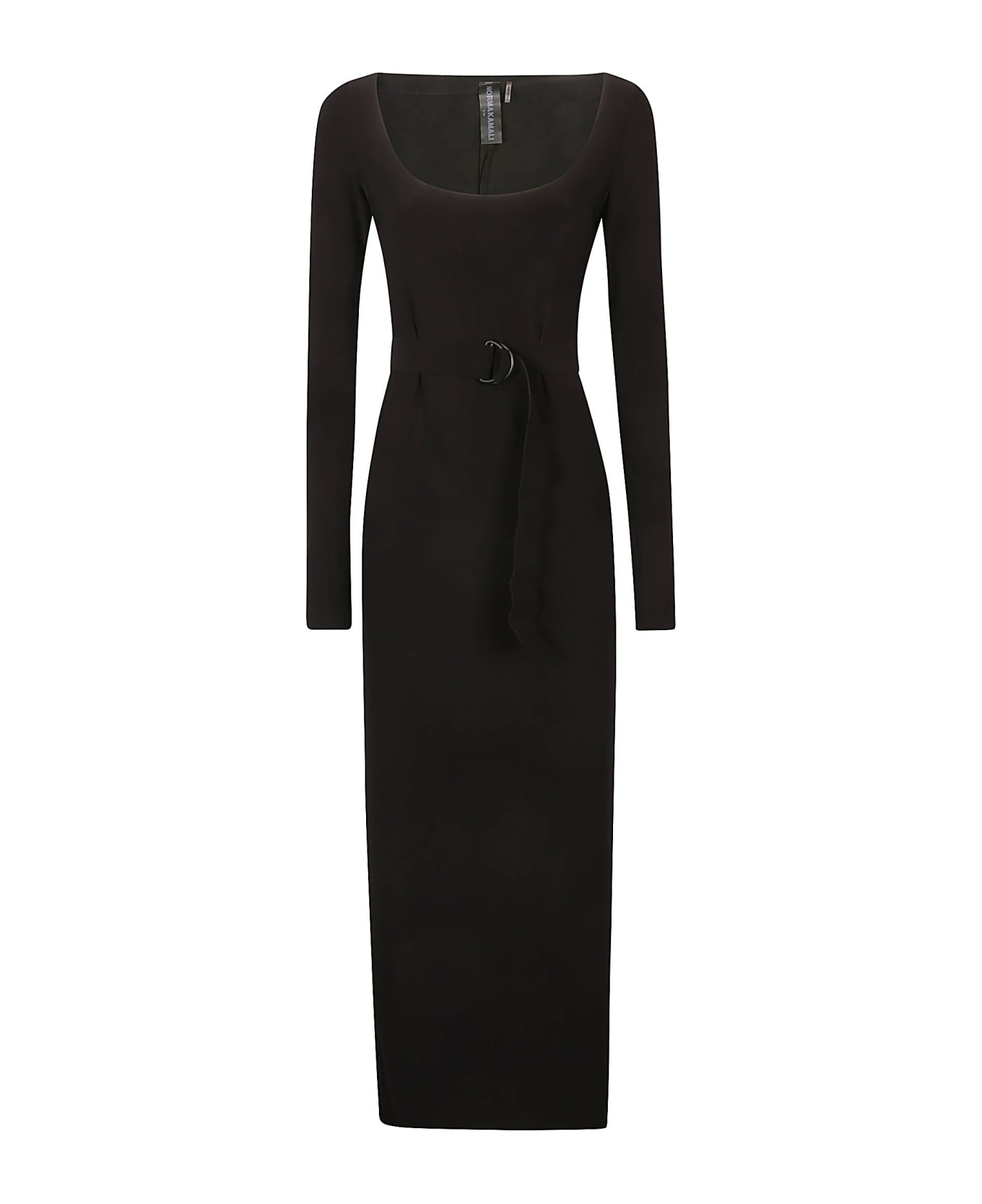 Norma Kamali Long Sleeve Side Slit Dress - Black