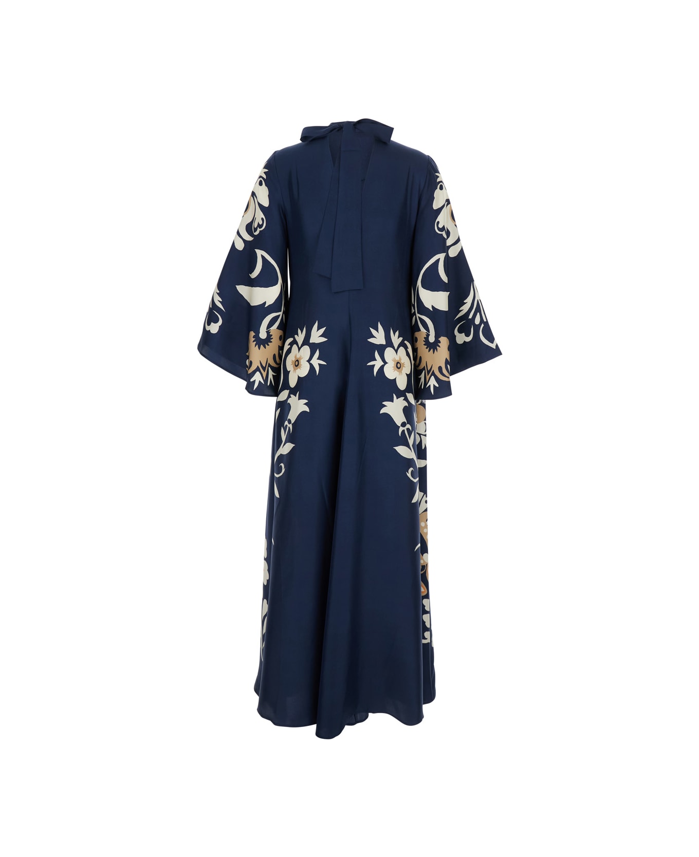 La DoubleJ Multicolor Long Dress With V-neck And Floral Motif In Silk Woman - Multicolor
