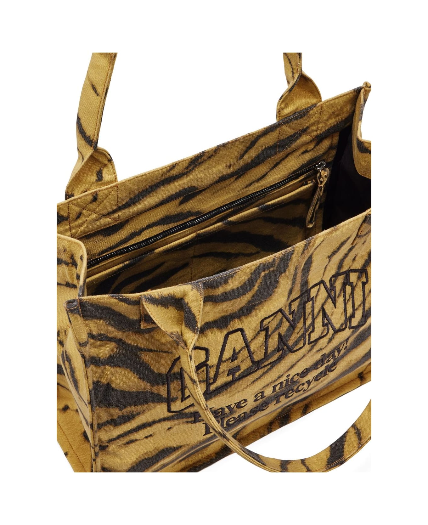 Ganni Recycled Cotton Large Tote Bag - BROWN