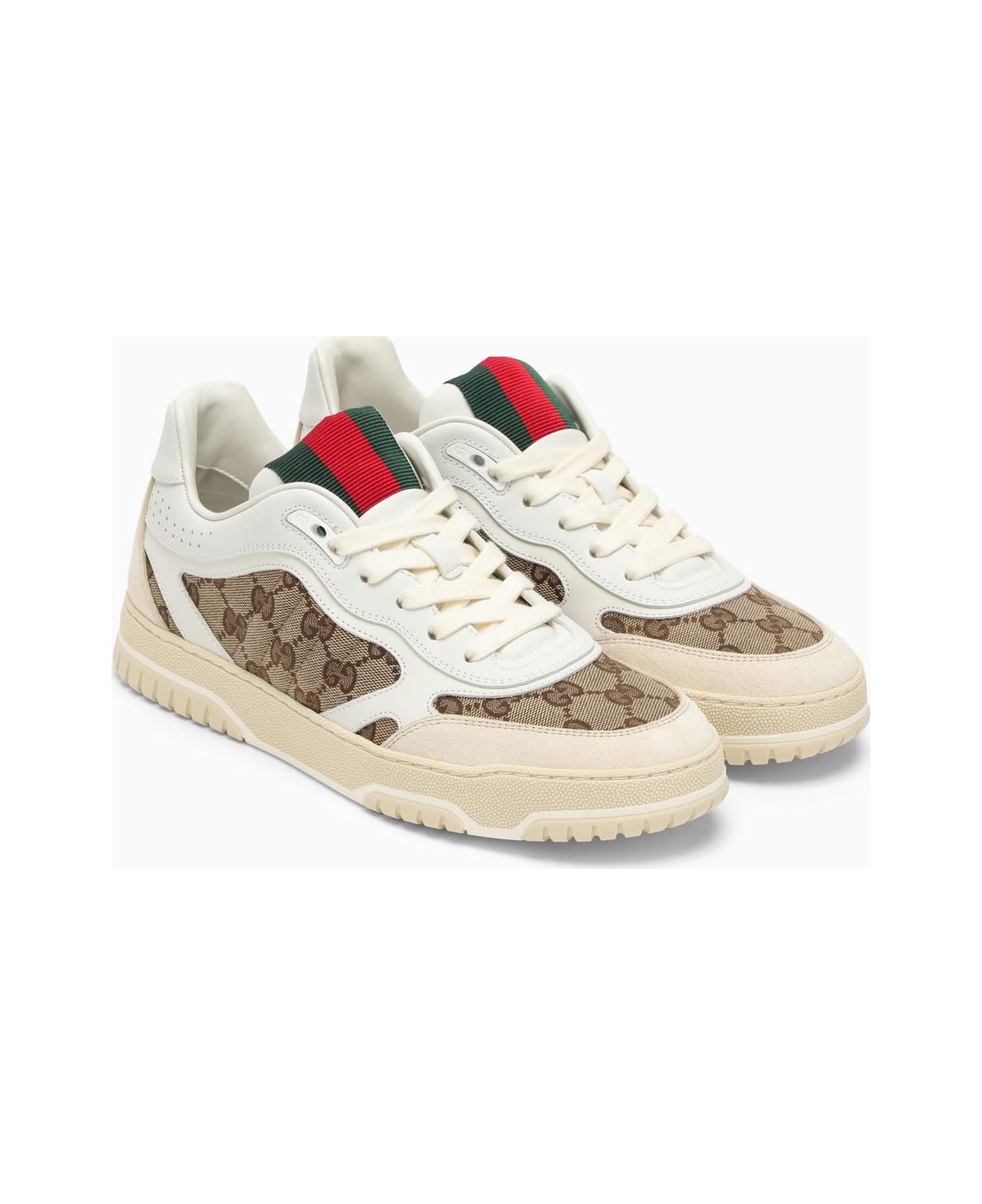 Gucci Re-web Sneaker In Ivory\/beige\/ebony Gg Fabric - IVOBEEBGWGWG