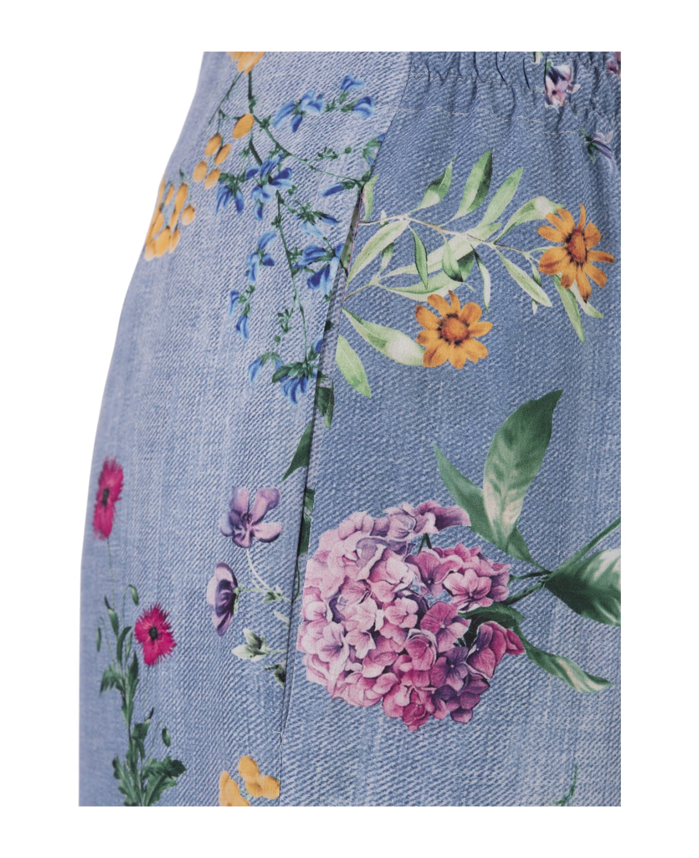 Ermanno Scervino Palazzo Joggers With Floral Print - Blue ボトムス