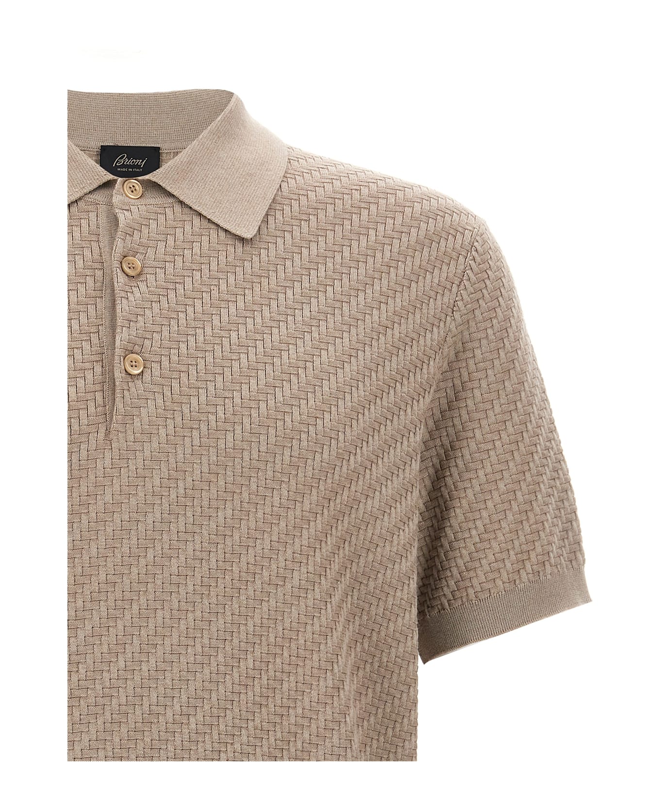 Brioni Knitted Polo Shirt - Beige