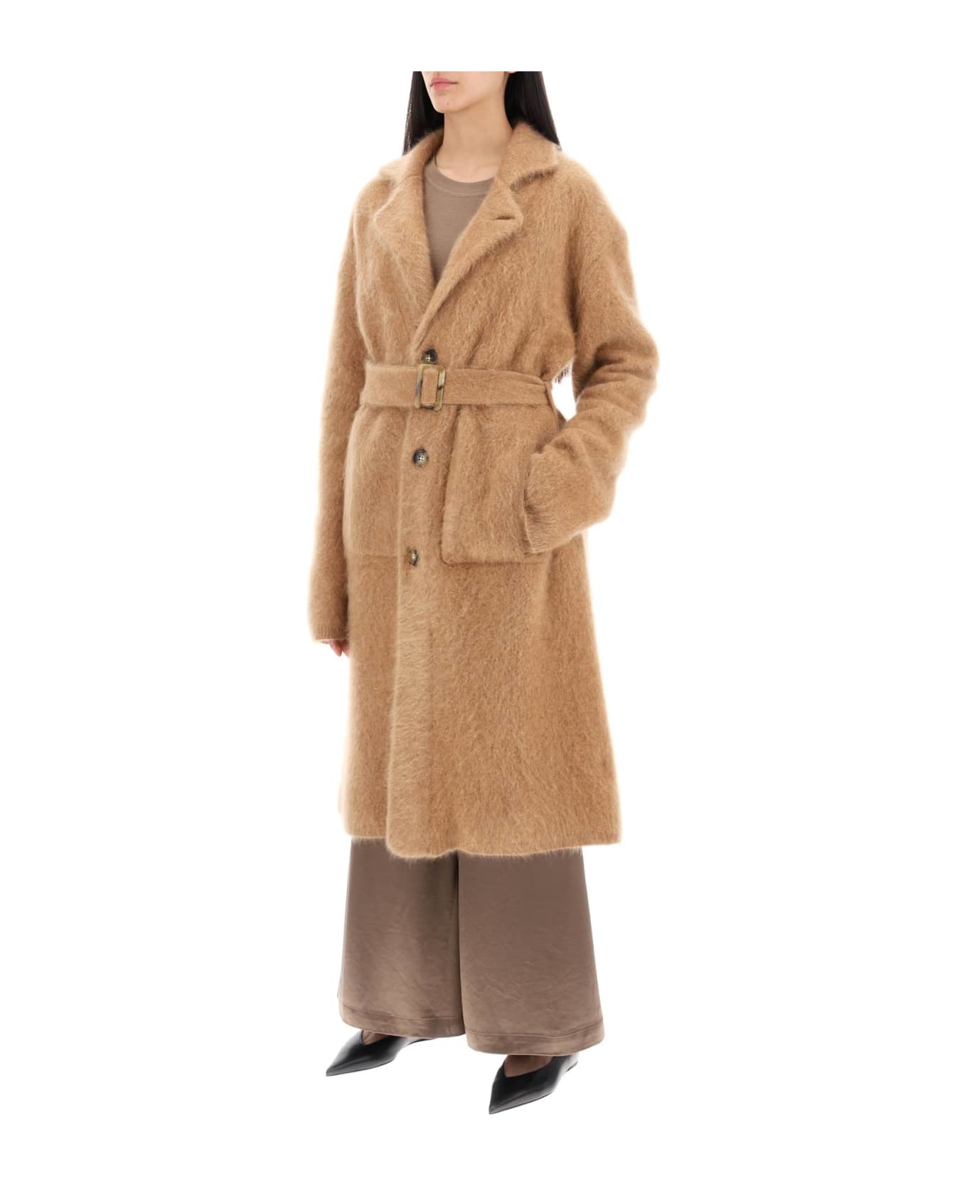 Guest in Residence Brushed Cashmere Coat - ALMOND (Brown)