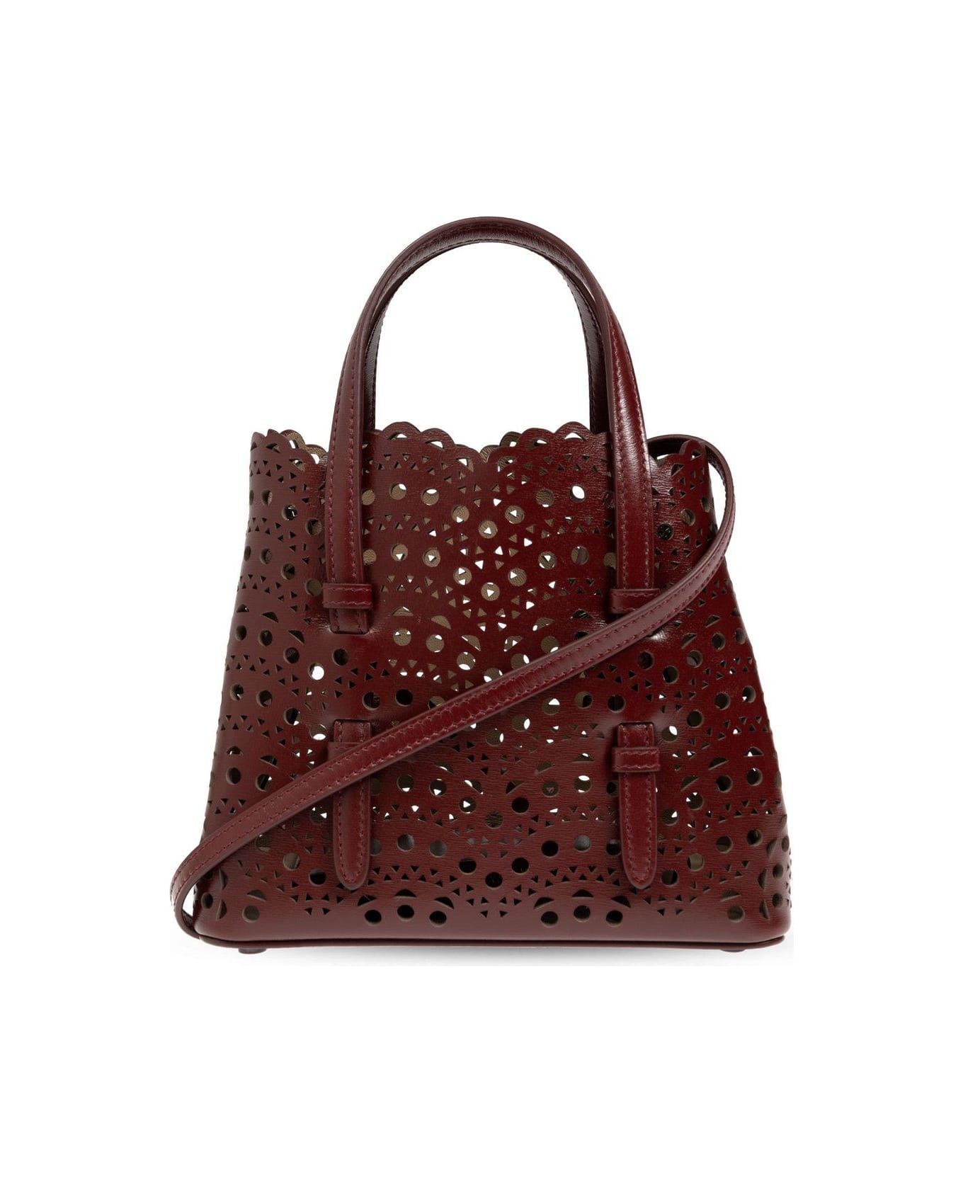 Alaia Mina 20 Small Tote Bag - Rouge Grenat