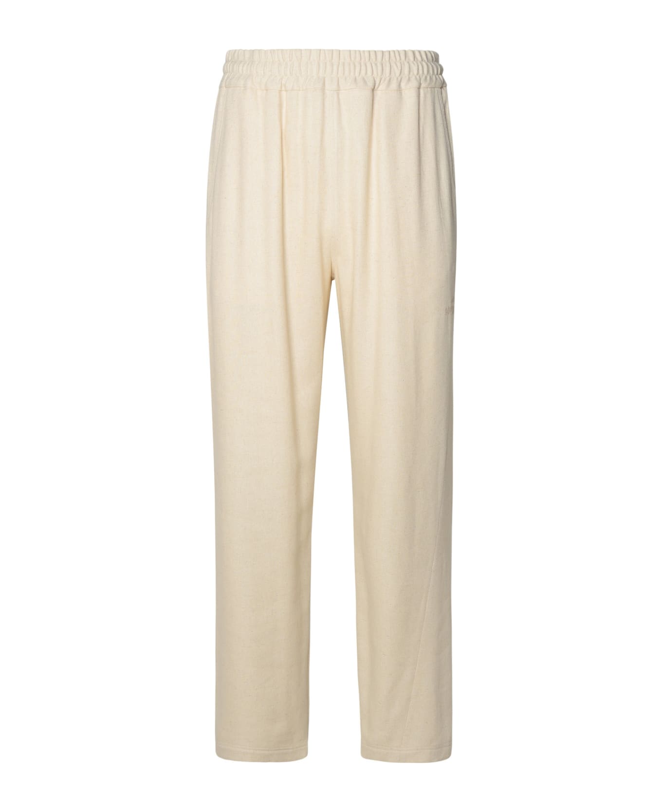 GCDS Ivory Linen Blend Trousers - WHITE