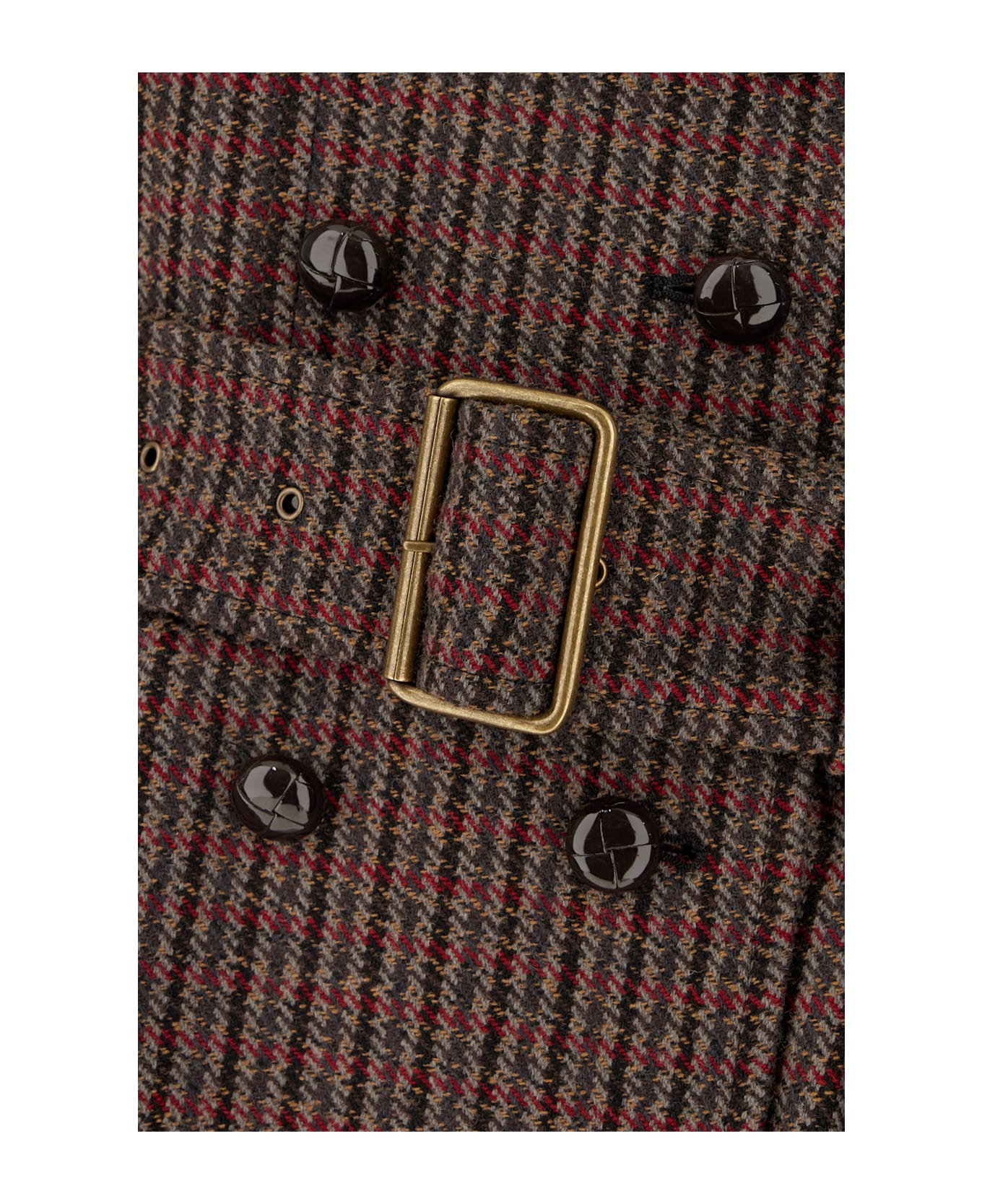 Chloé Embroidered Wool Blend Coat - Red