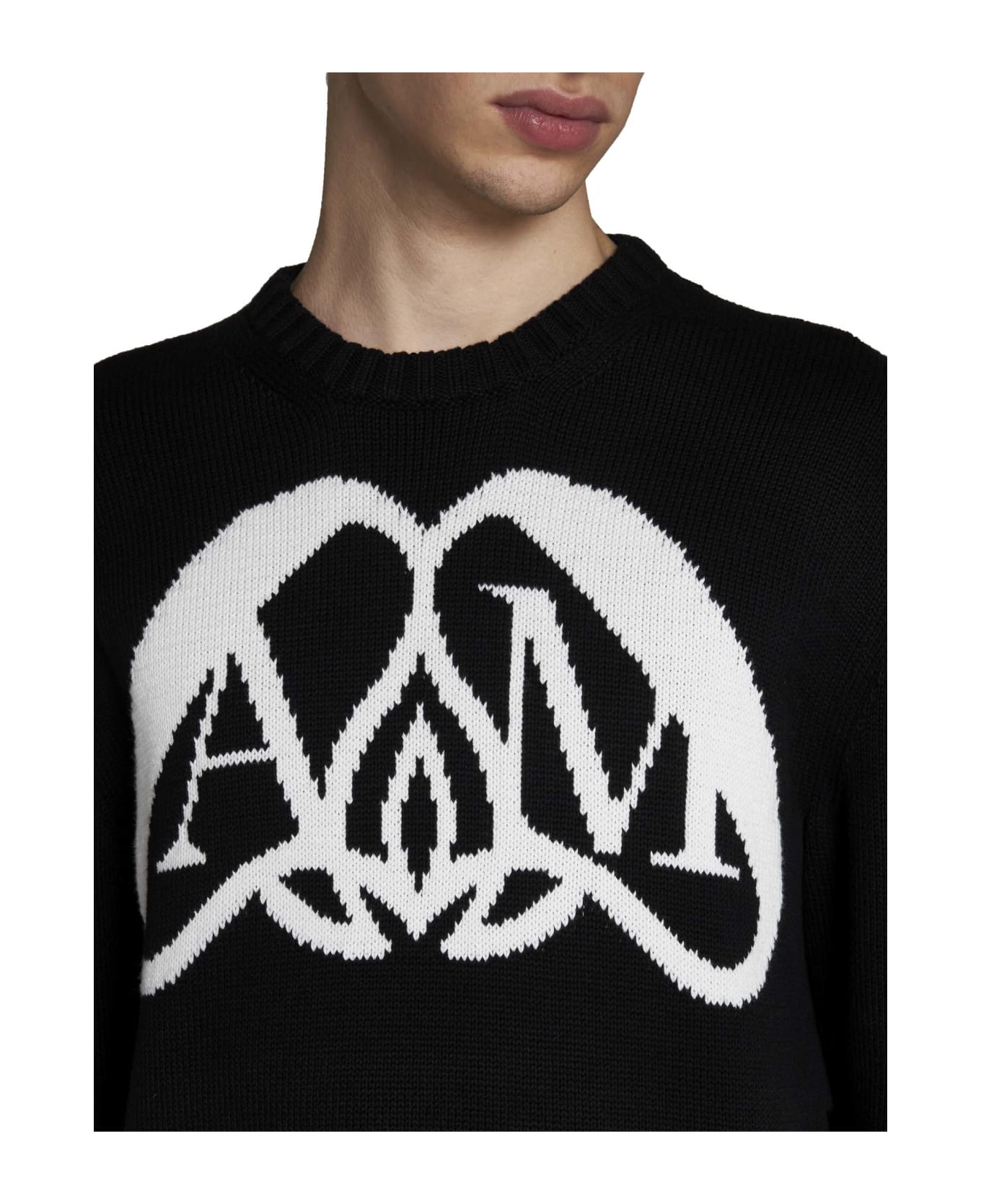 Alexander McQueen 'logo Seal' Sweater - Black/ivory