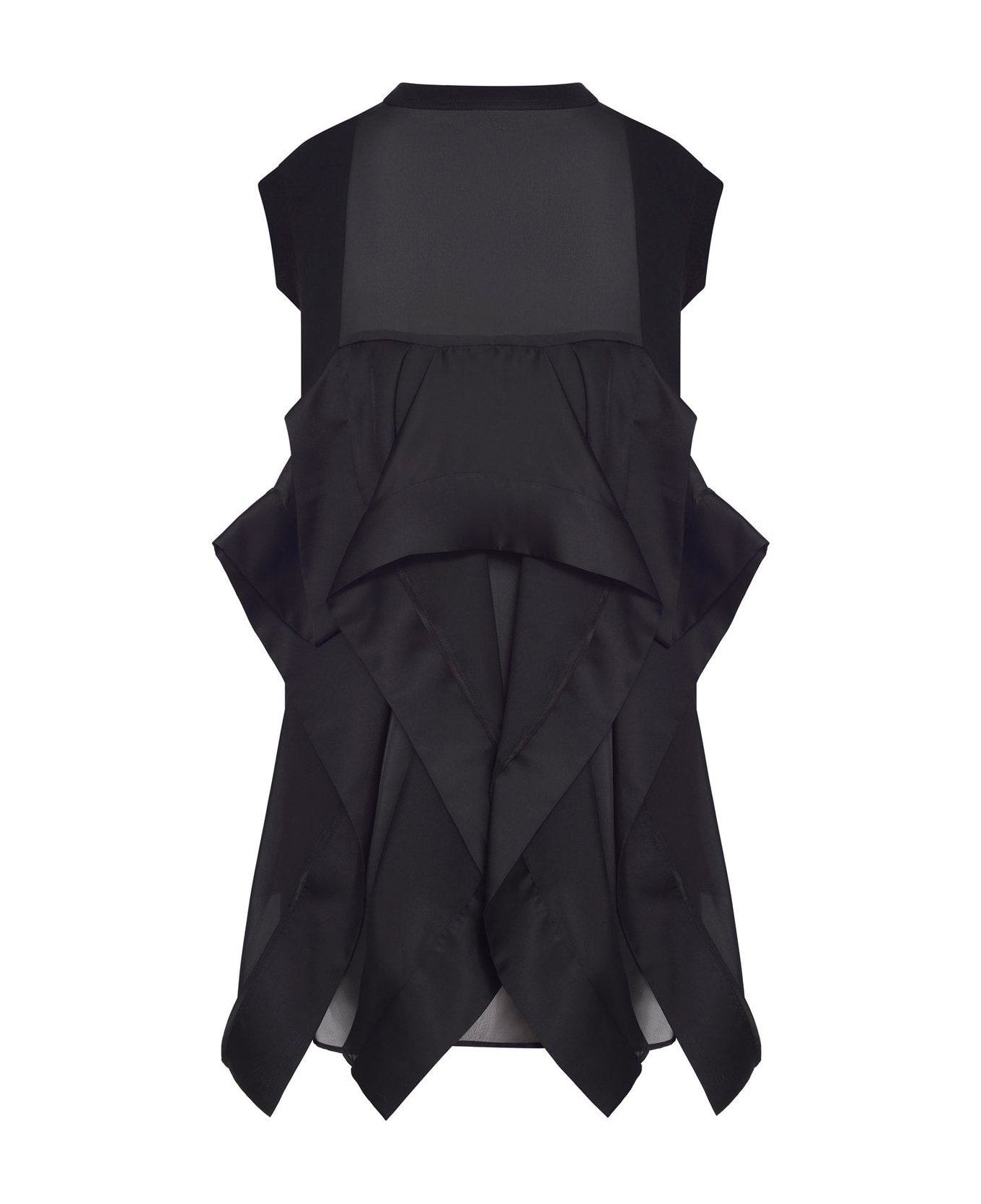 Sacai Crewneck Sleeveless Mini Dress - Nero