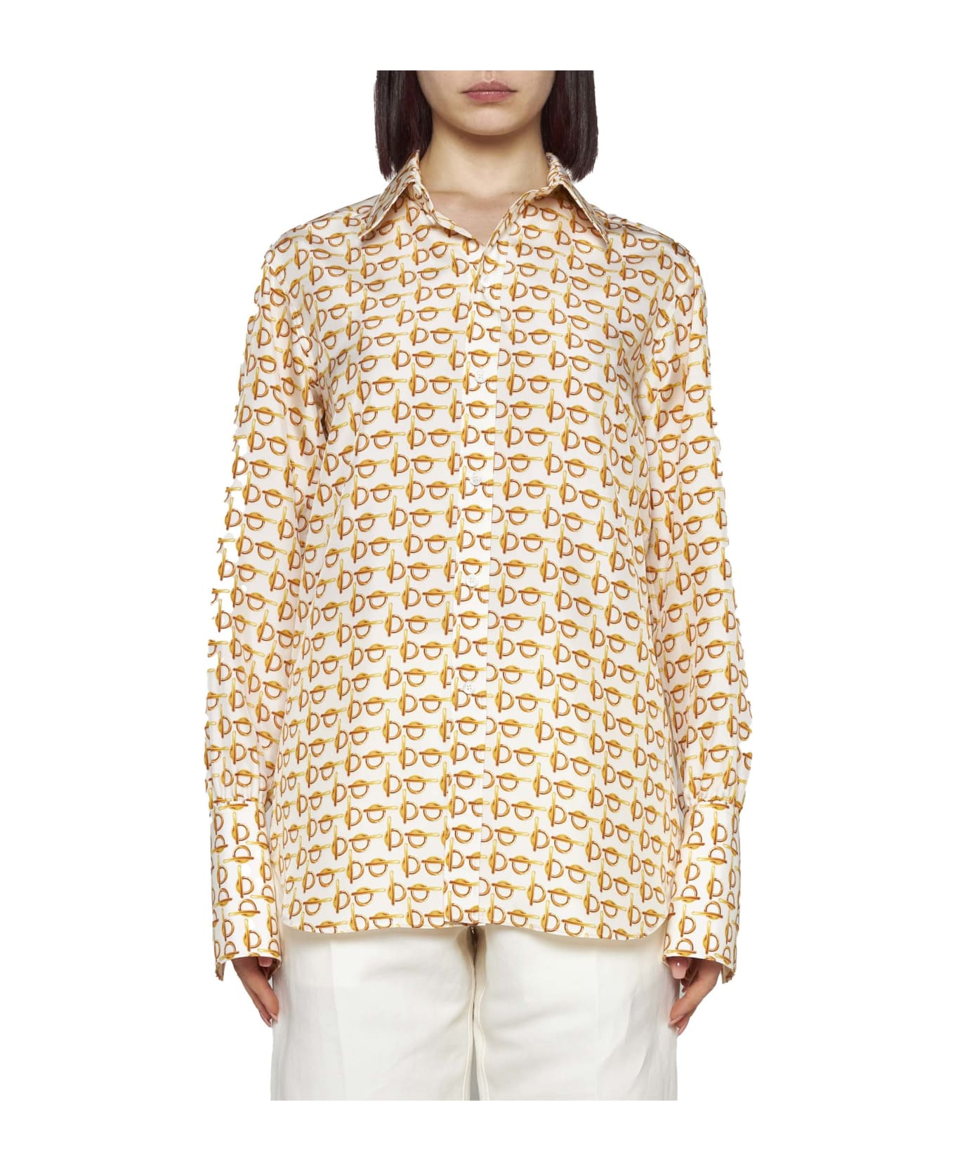 Burberry Shirt - Gold/white ブラウス