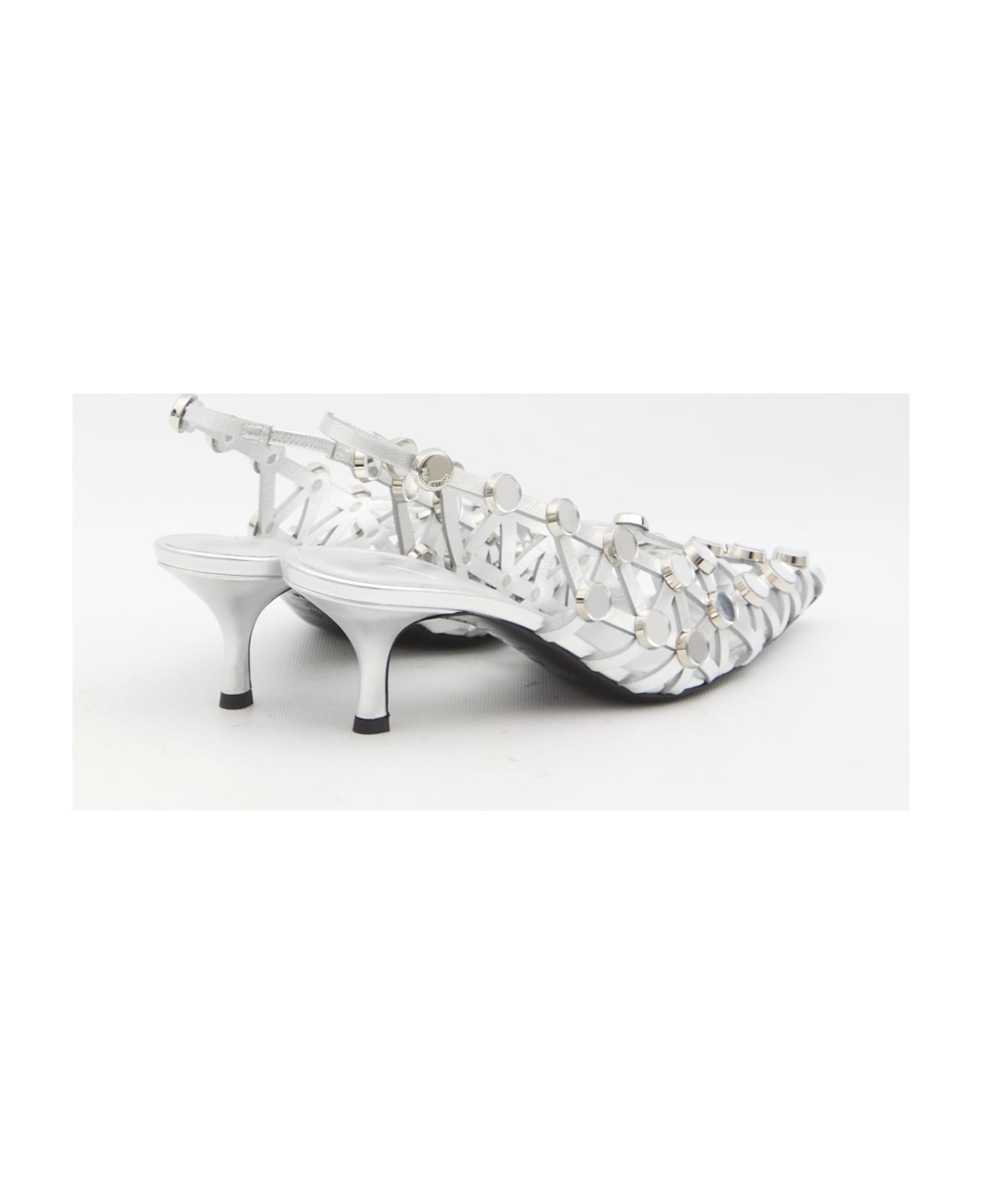 The Attico Grid Slingback - Argento