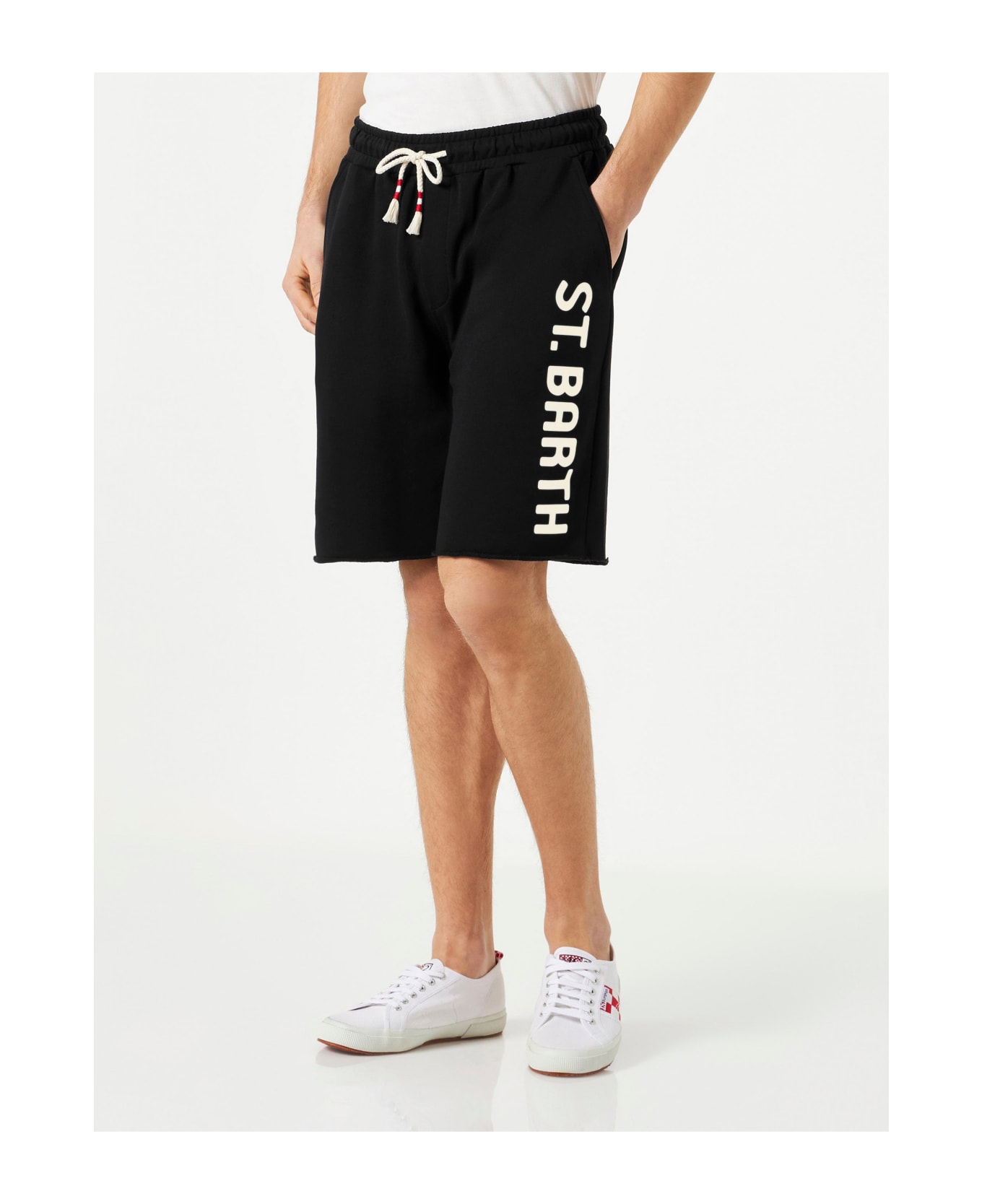 MC2 Saint Barth Man Black Cotton Bermuda