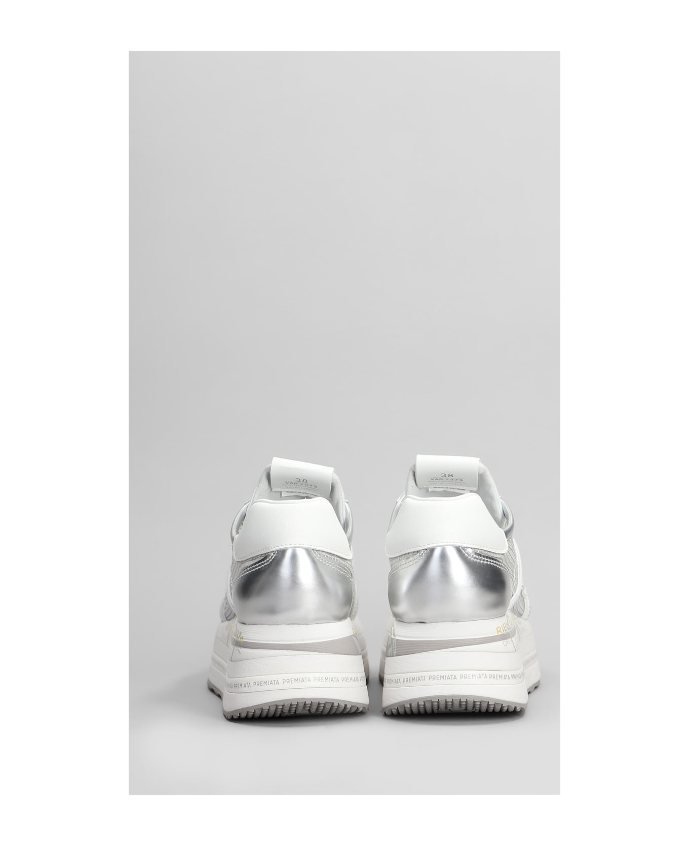 Premiata Beth Sneakers In Silver Leather And Fabric - silver