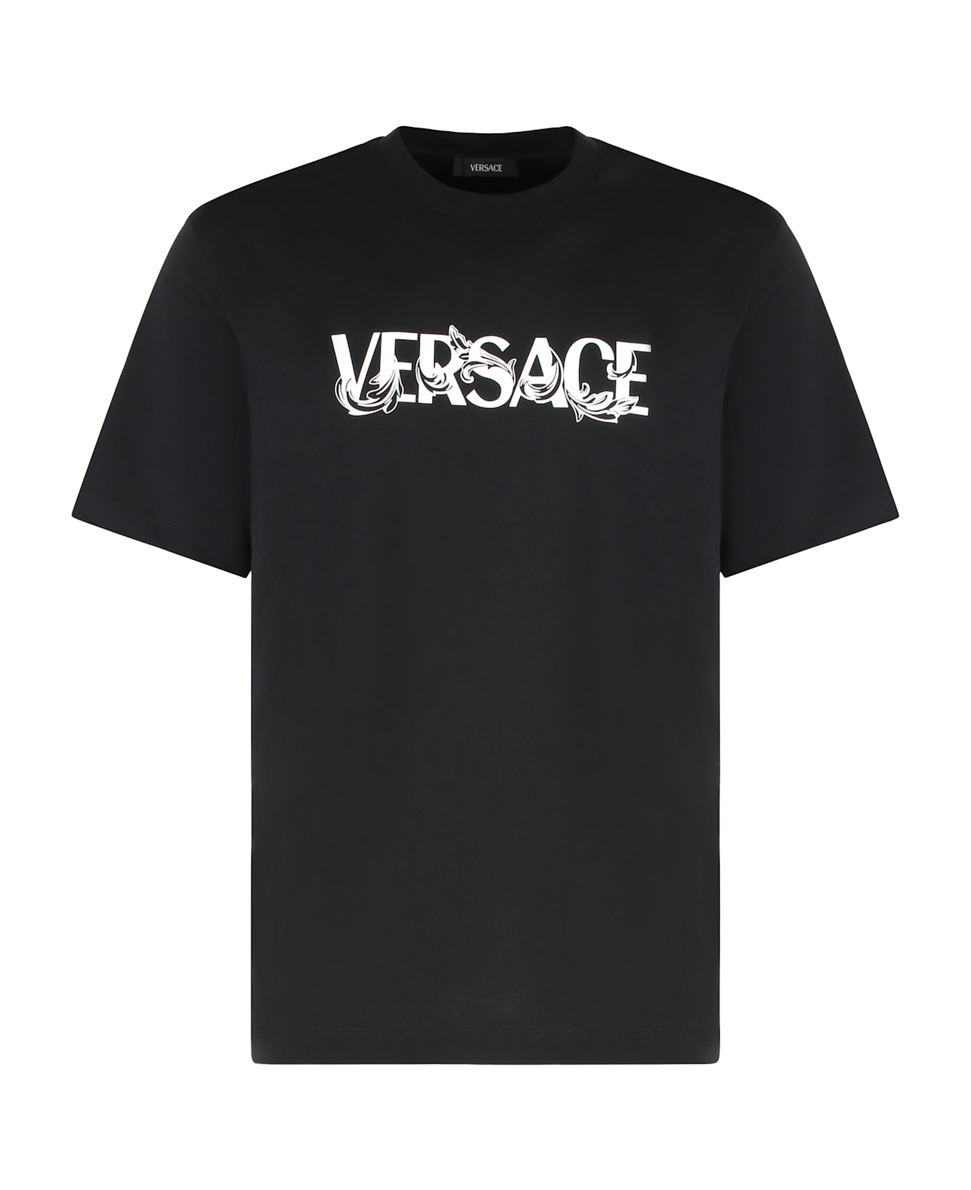 Versace Logo Cotton T-shirt - black