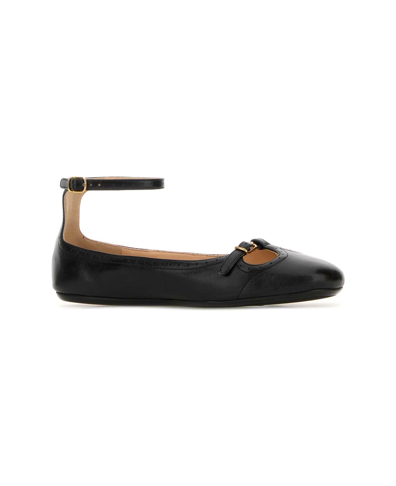 Chloé Black Leather Misty Ballerinas - BLACK