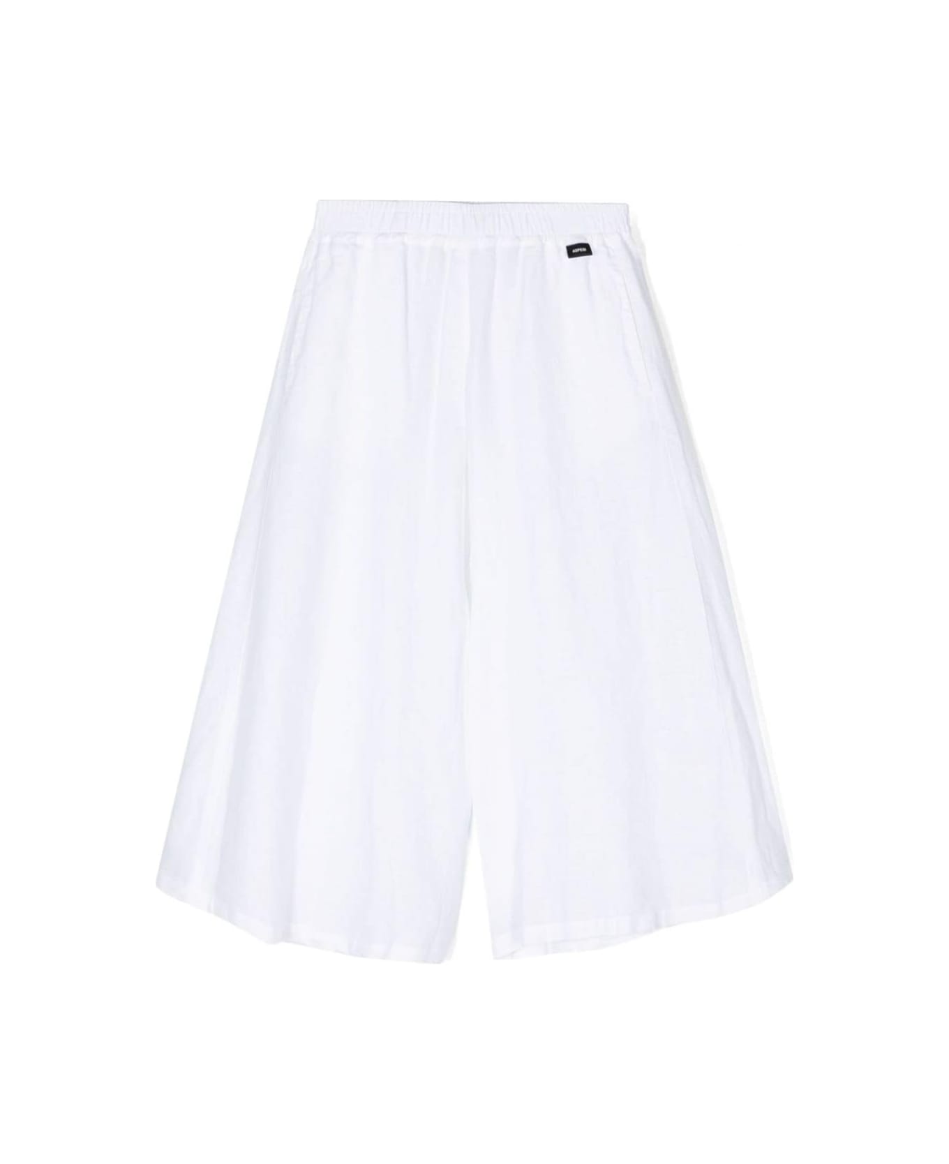 Aspesi White Pants With Elastic Waistband In Linen Girl - White ボトムス