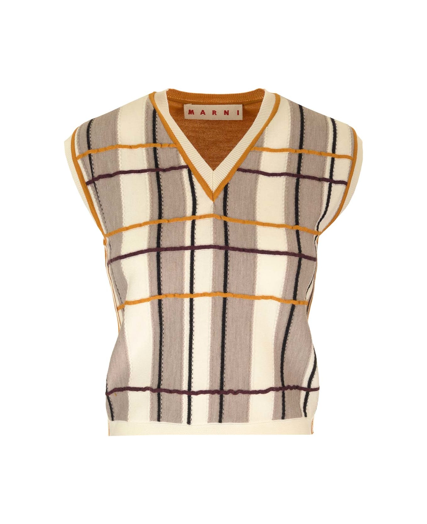 Marni Vest With Checked Patchwork Pattern - Multicolor