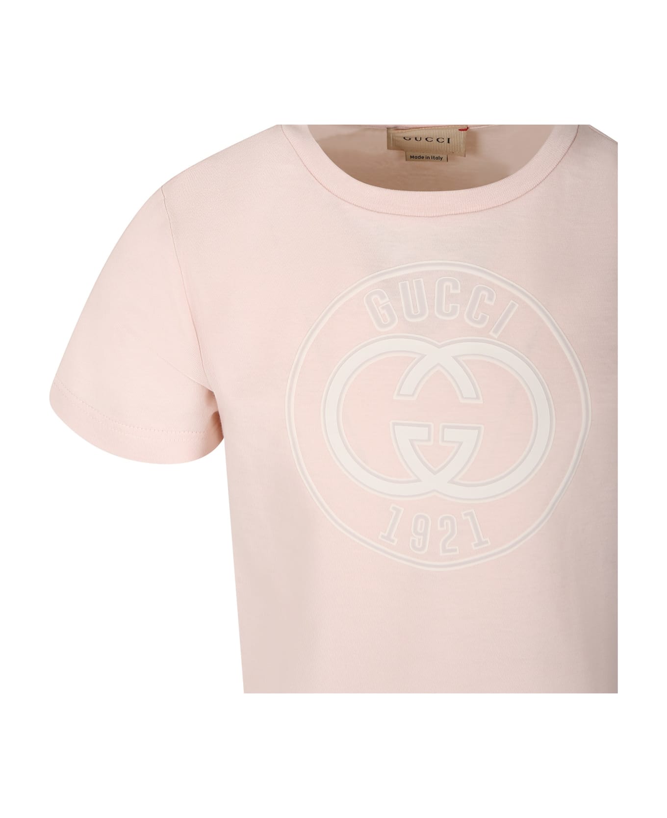 Gucci Pink T-shirt For Girl With Logo Gucci 1921 - Pink