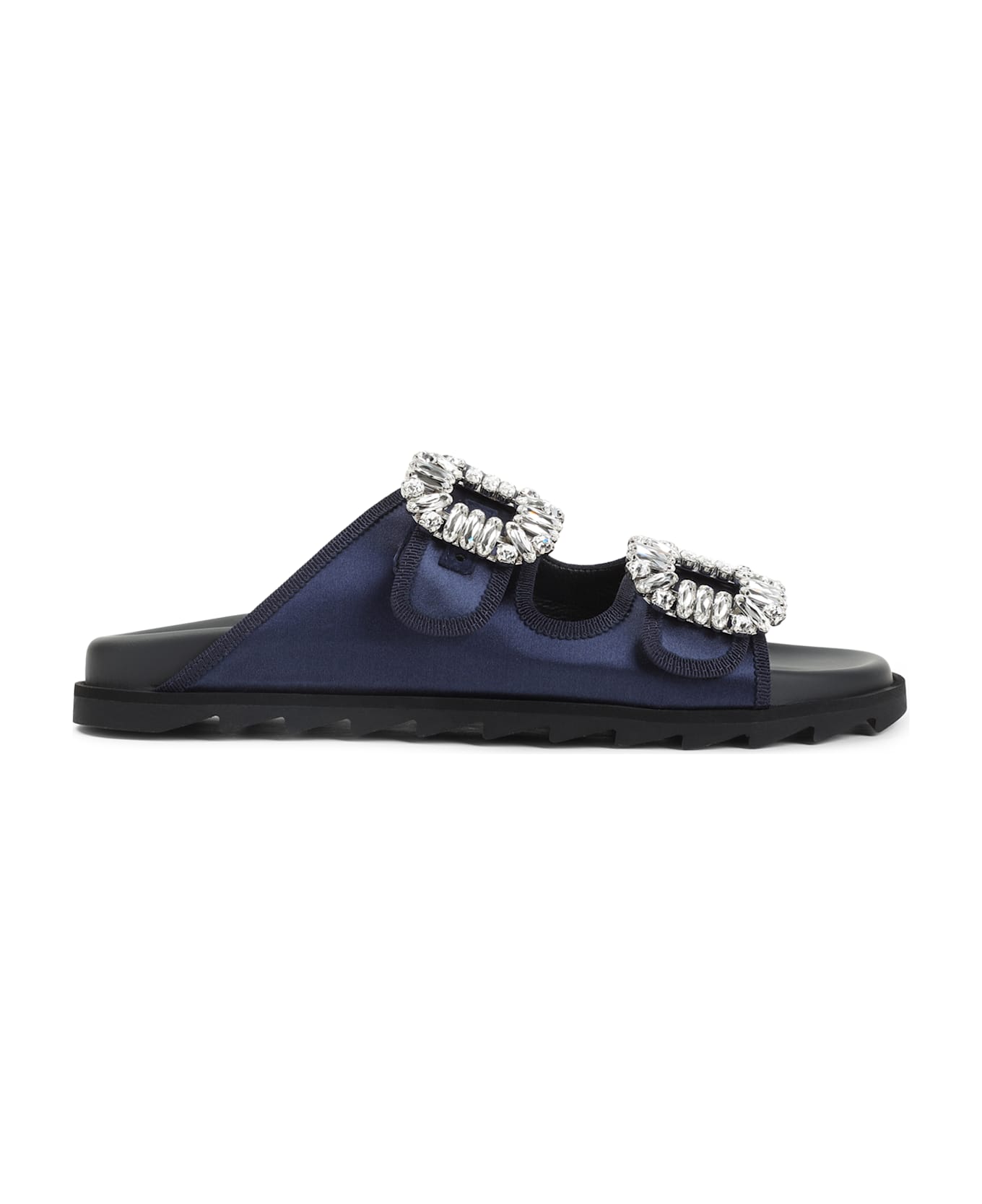 Roger Vivier Slidy Strass Bord Gros Mules - Indigo