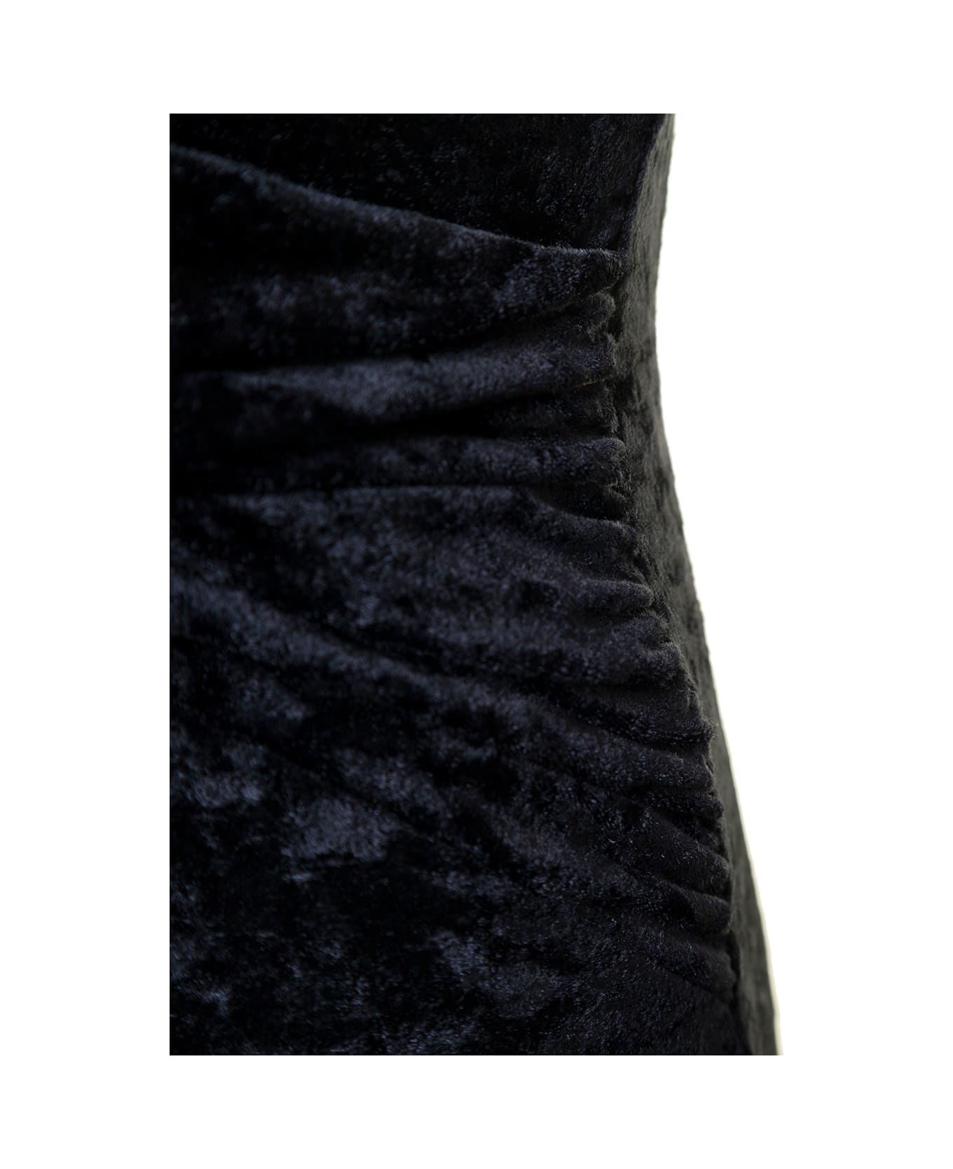 The Andamane 'naomi' Blue Hooded Flared Jumpsuit In Crushed Velvet Woman - Black