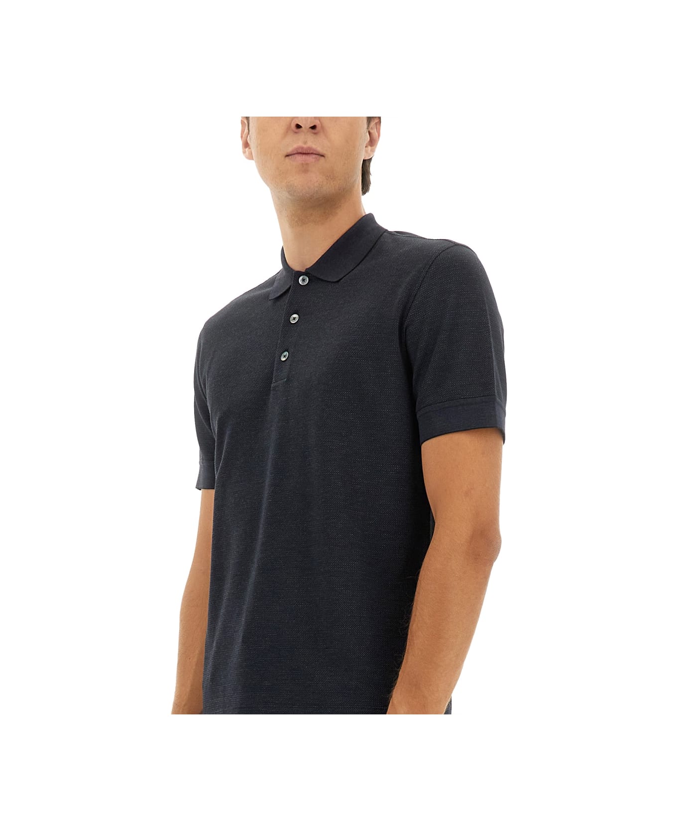 Zegna Cotton Blend Polo Shirt - BLACK