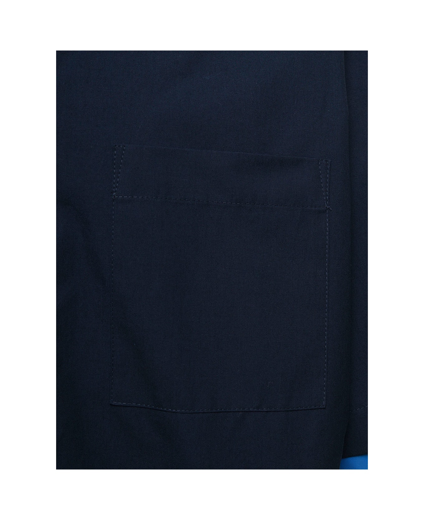 Bottega Veneta Light Blue And Blue Double Layer Shirt With Short Sleeves In Cotton Man - Blu