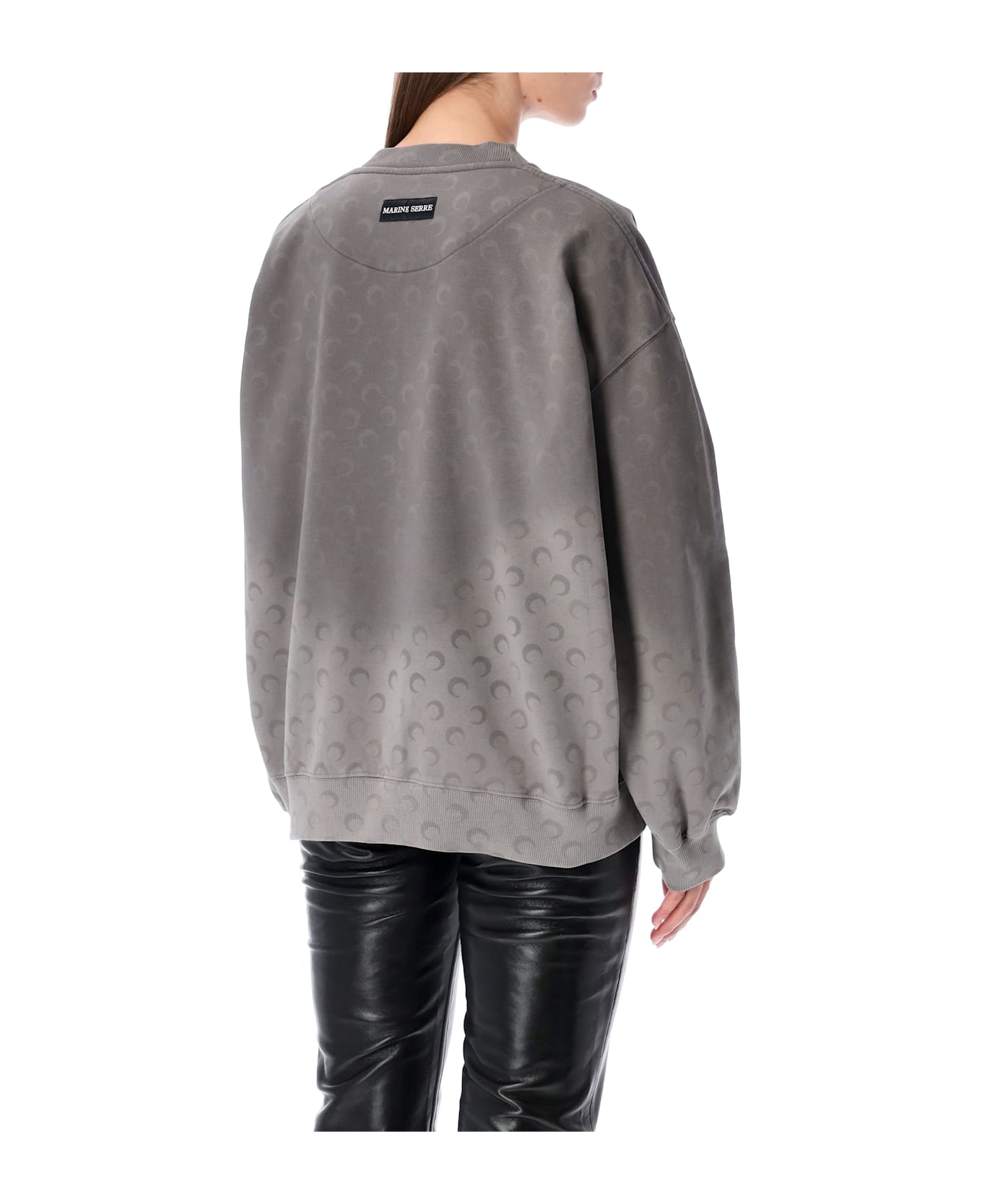 Marine Serre Faded Moon Fleece Relaxed Sweatshirt With All-over Print - DARK GREY DEGRADE