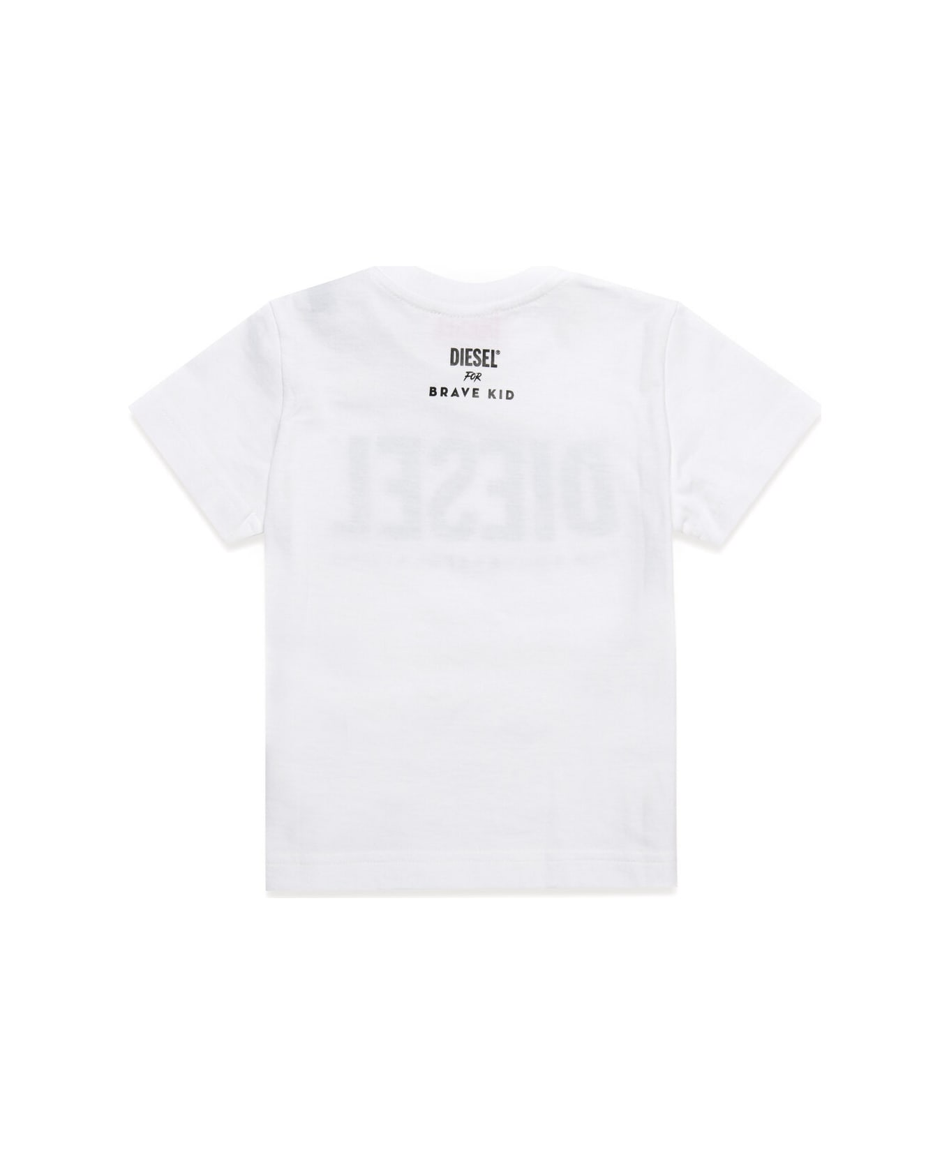 Tmylb T-shirt Diesel White Jersey T-shirt With Rainbow Logo