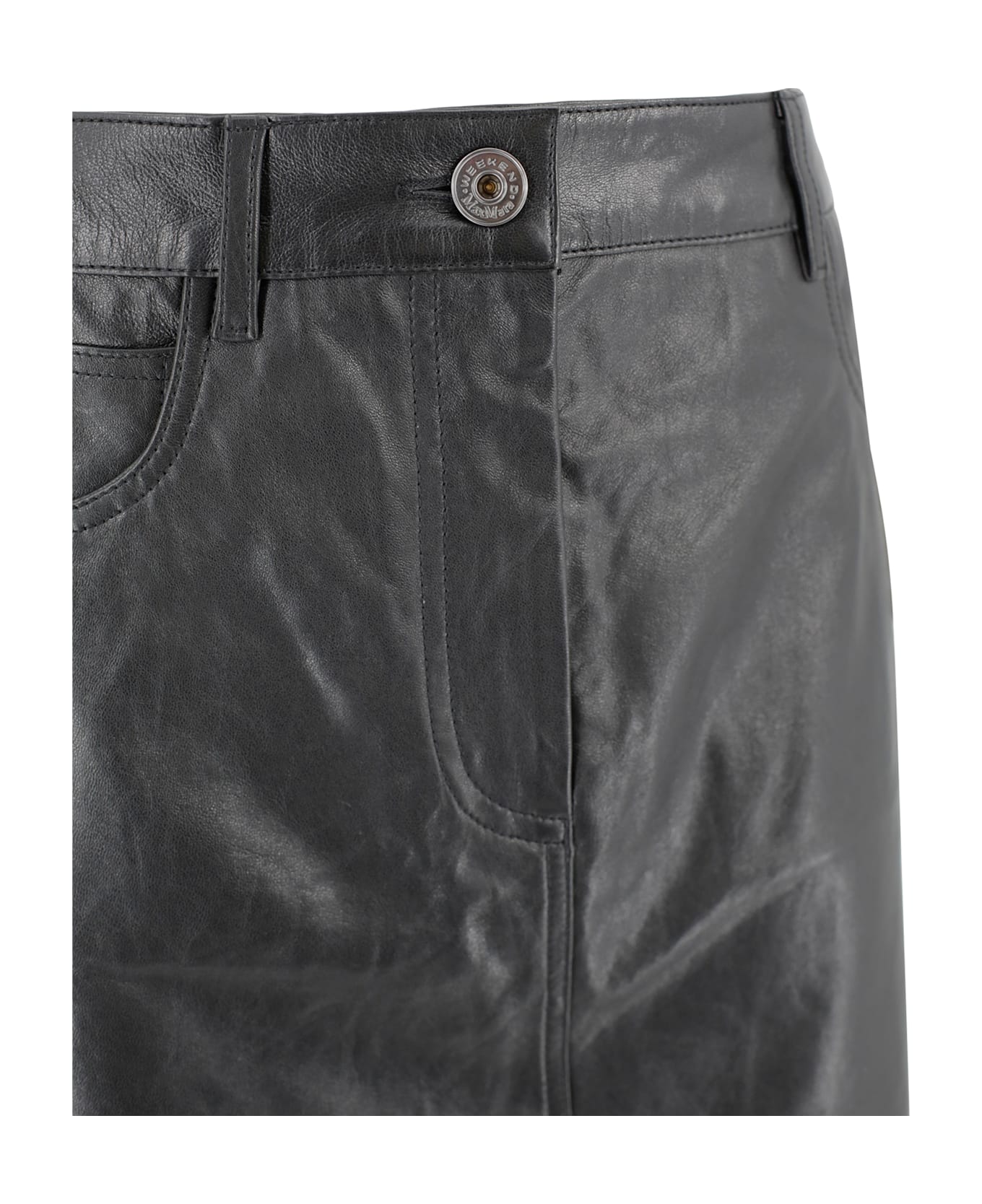 Weekend Max Mara Nappa Leather Mini Skirt - Black