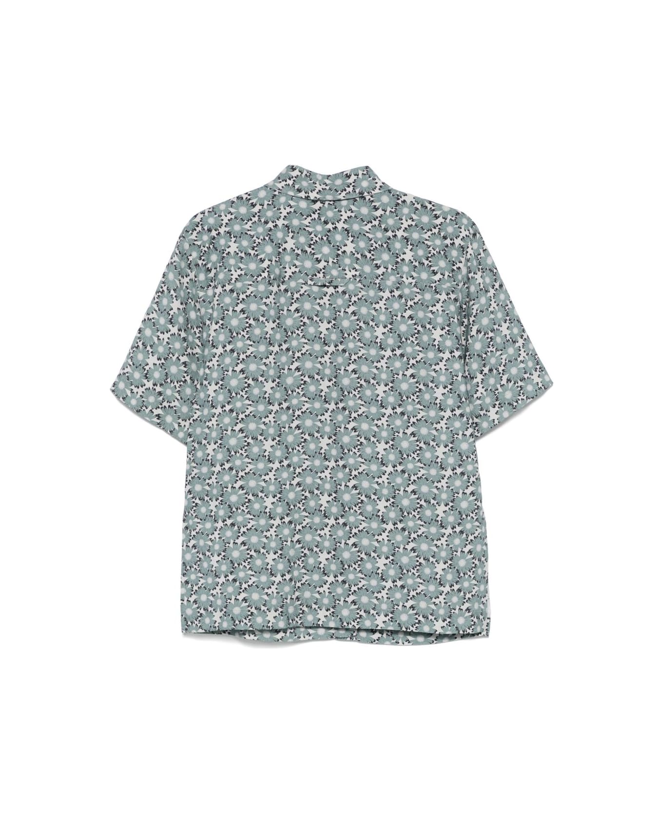 Emporio Armani Printed Linen Blend Shirt - Clear Blue