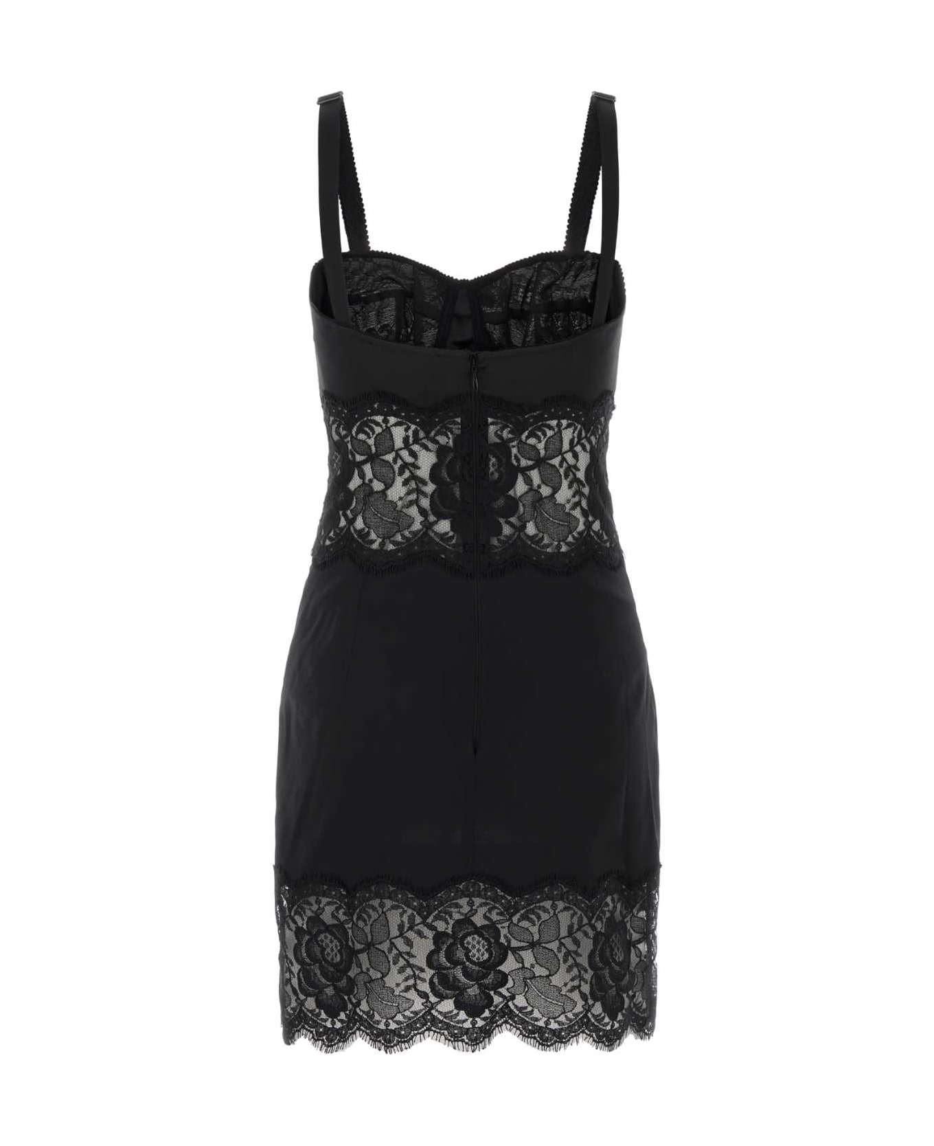 Dolce 
Gabbana Black Satin And Lace Dress - NERO