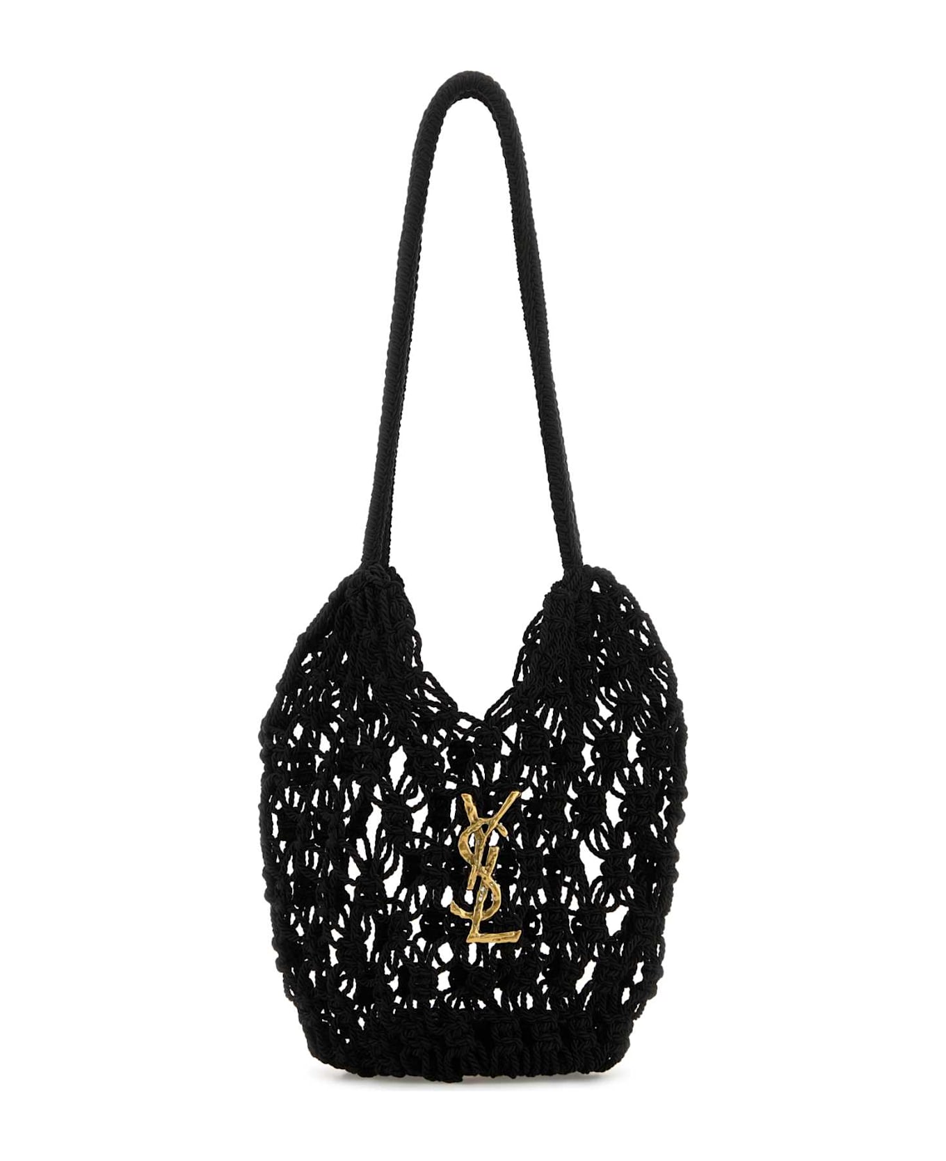 Saint Laurent Black Crochet Bucket Bag - NERO