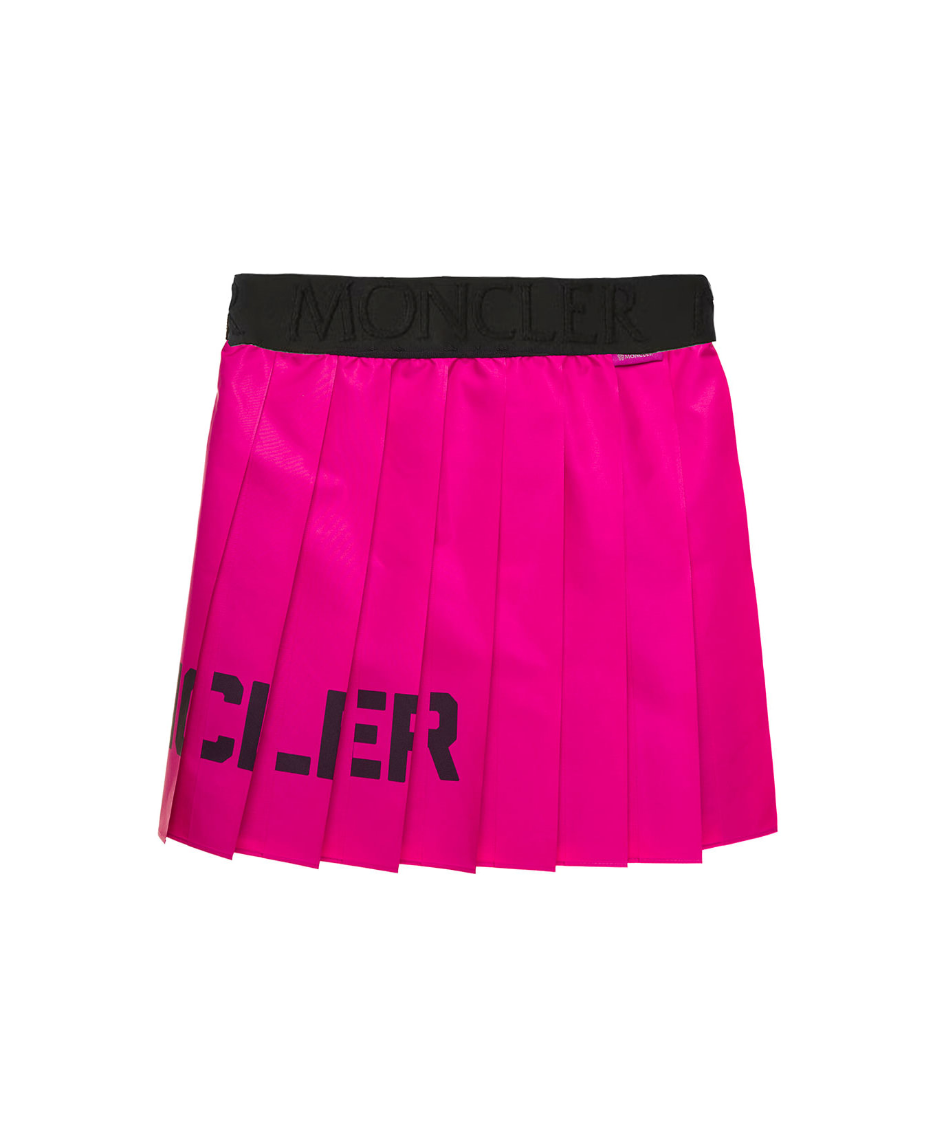 Moncler Fuchsia Pleated Skirt With Contrasting Logo Print In Fabric Girl - Fuxia