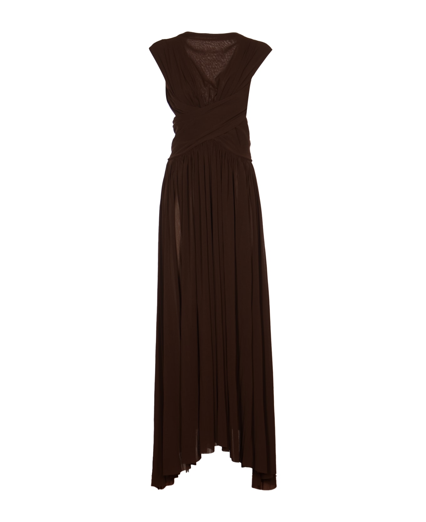 Philosophy di Lorenzo Serafini Wrapped Capped Sleeve Dress - Brown ワンピース＆ドレス